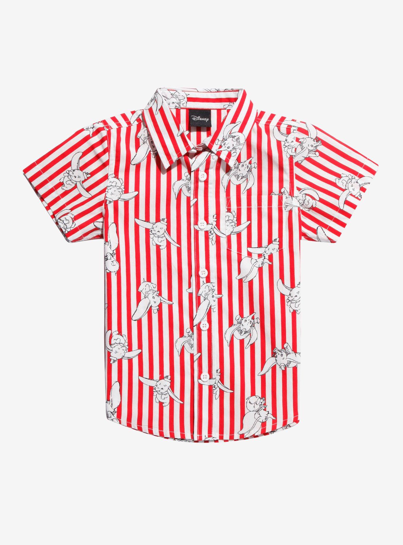 Disney Dumbo Allover Print Striped Woven Toddler Button-Up - BoxLunch Exclusive, RED, hi-res