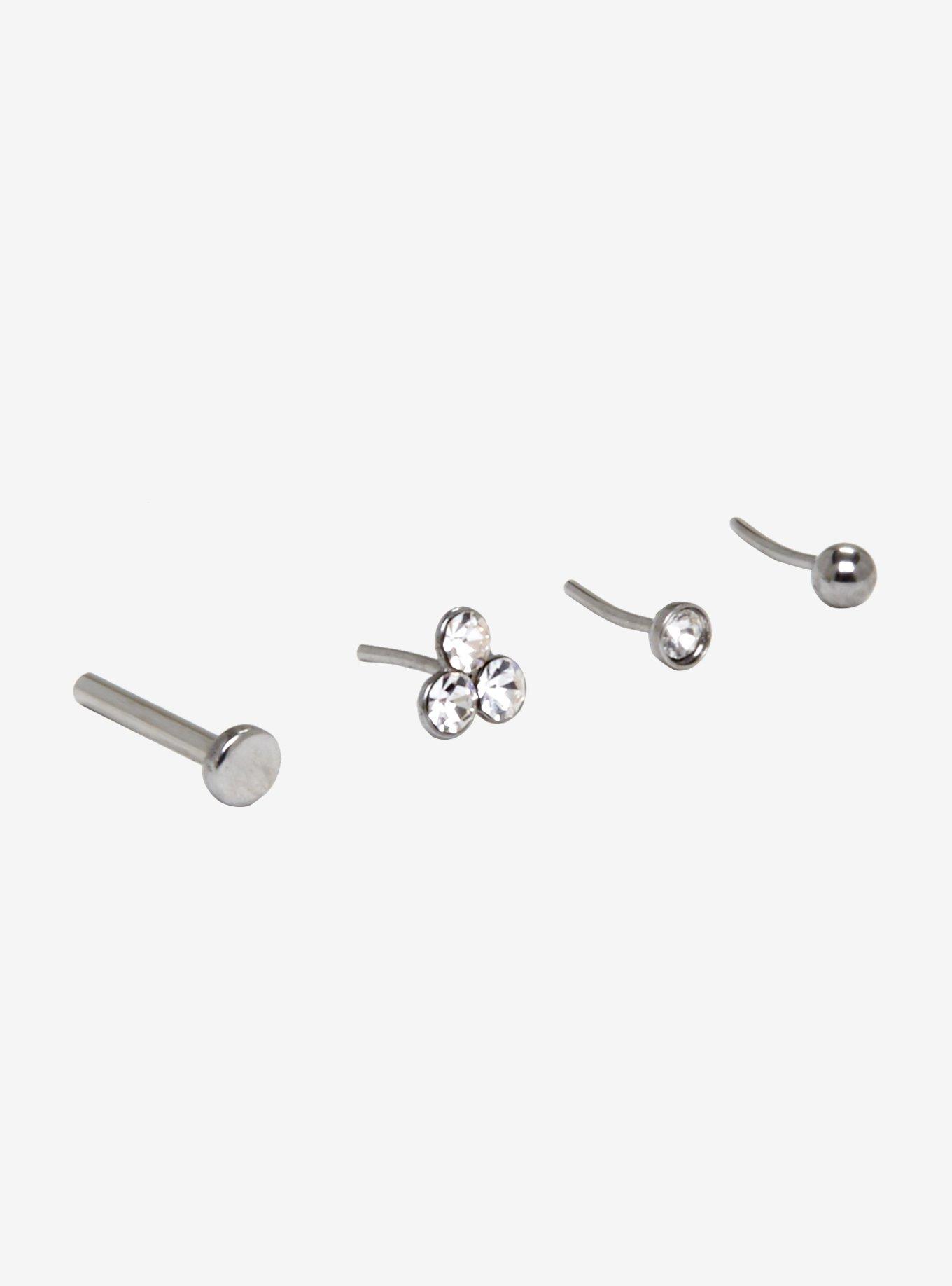 Steel Push Pin & Threadless Heart Nose Stud, MULTI, hi-res