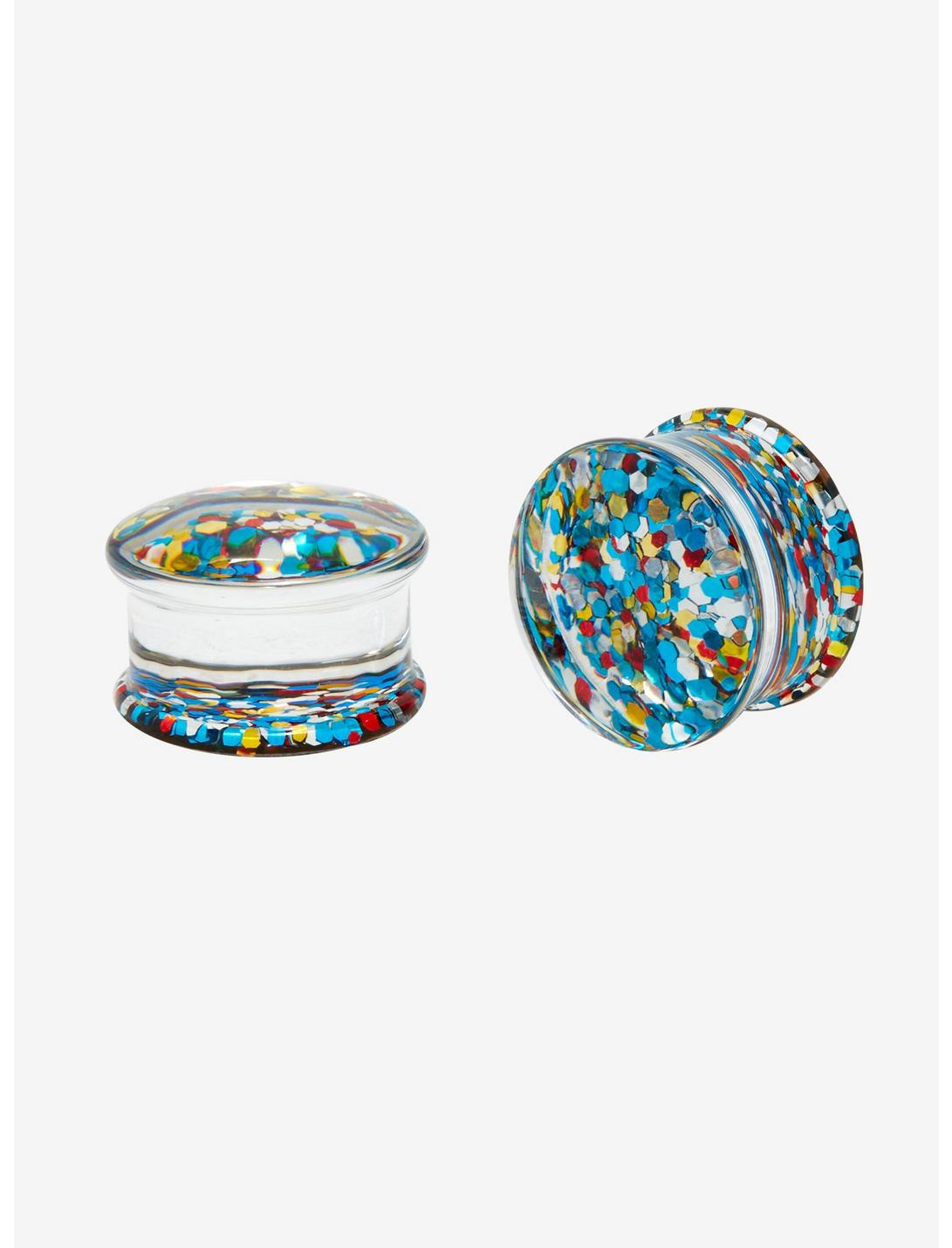 Acrylic Red Blue & Yellow Glitter Plug 2 Pack, MULTI, hi-res