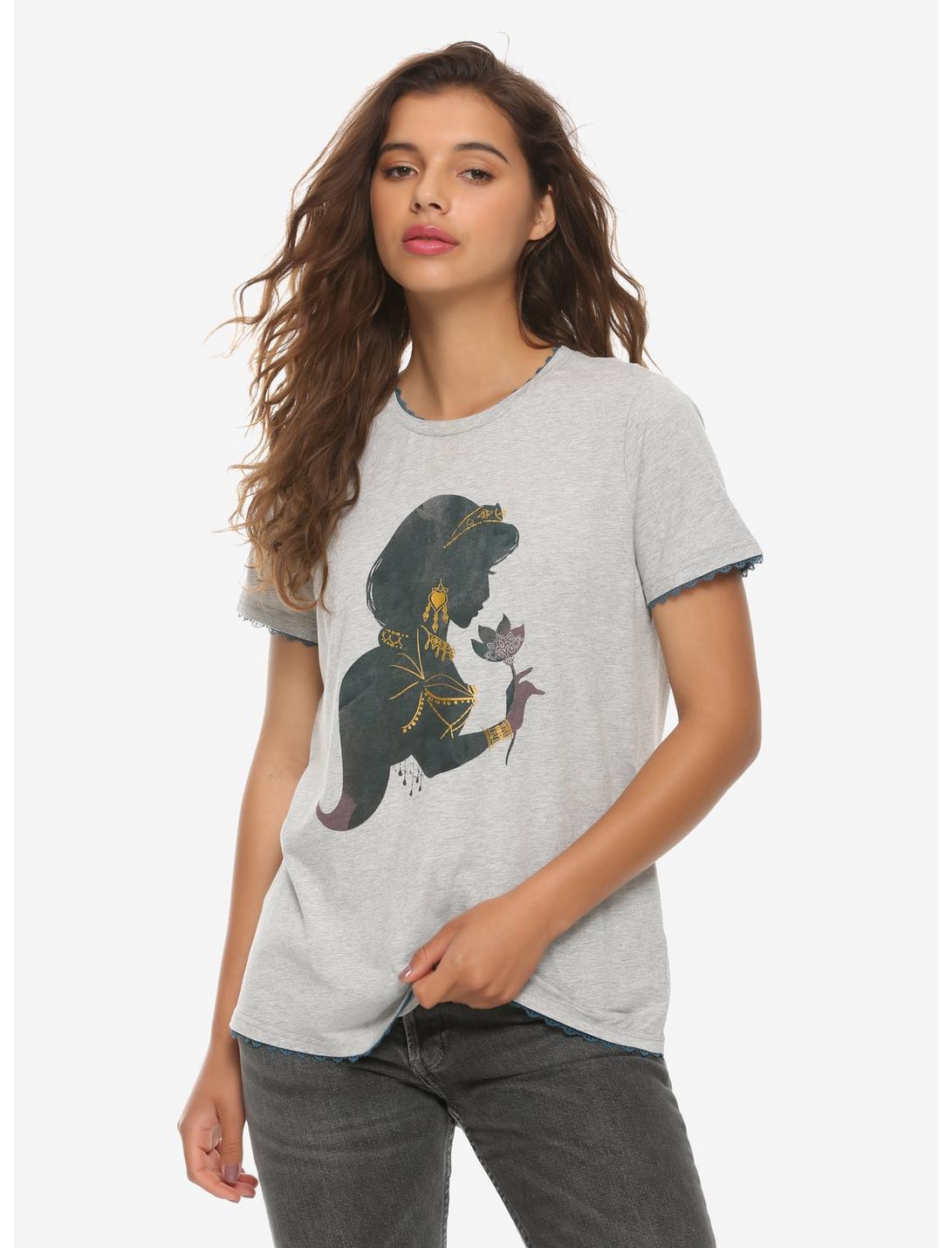 Her Universe Disney Aladdin Jasmine Lace Trim Girls T-Shirt, TEAL, hi-res