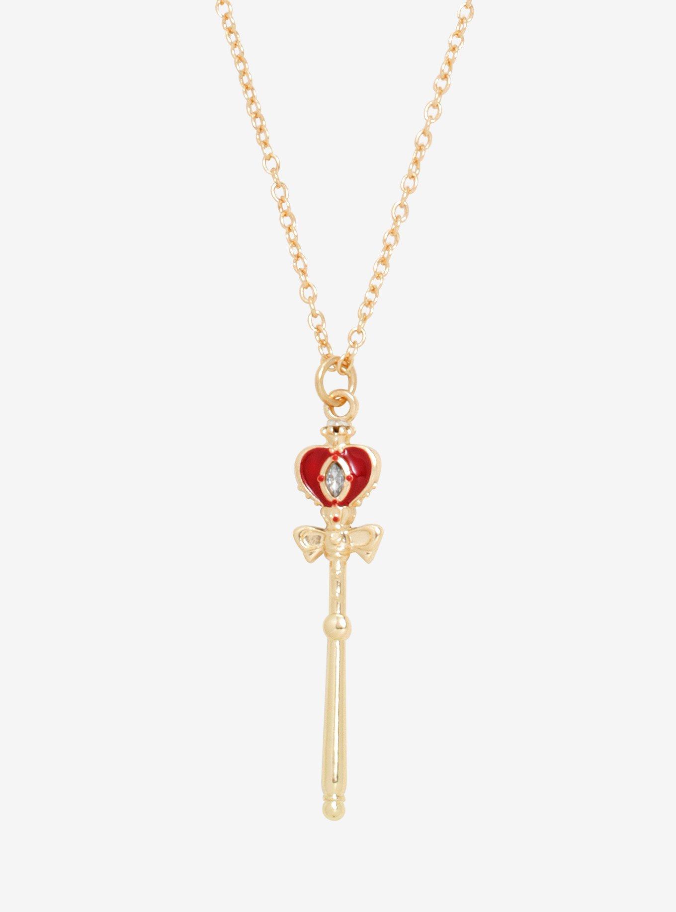 Sailor Moon Spiral Moon Heart Rod Pendant Necklace, , hi-res