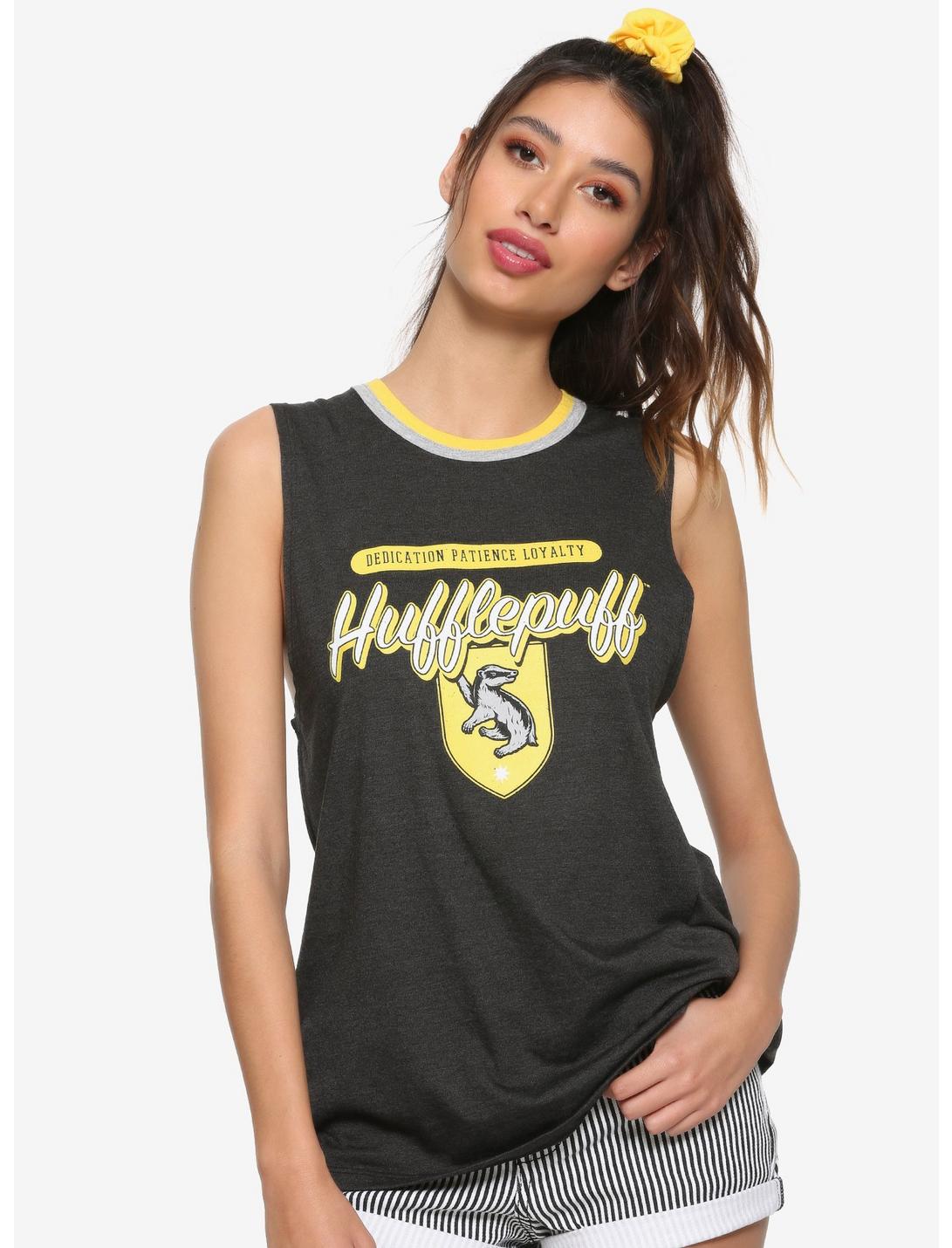 Harry Potter Hufflepuff Girls Ringer Muscle Top, YELLOW, hi-res