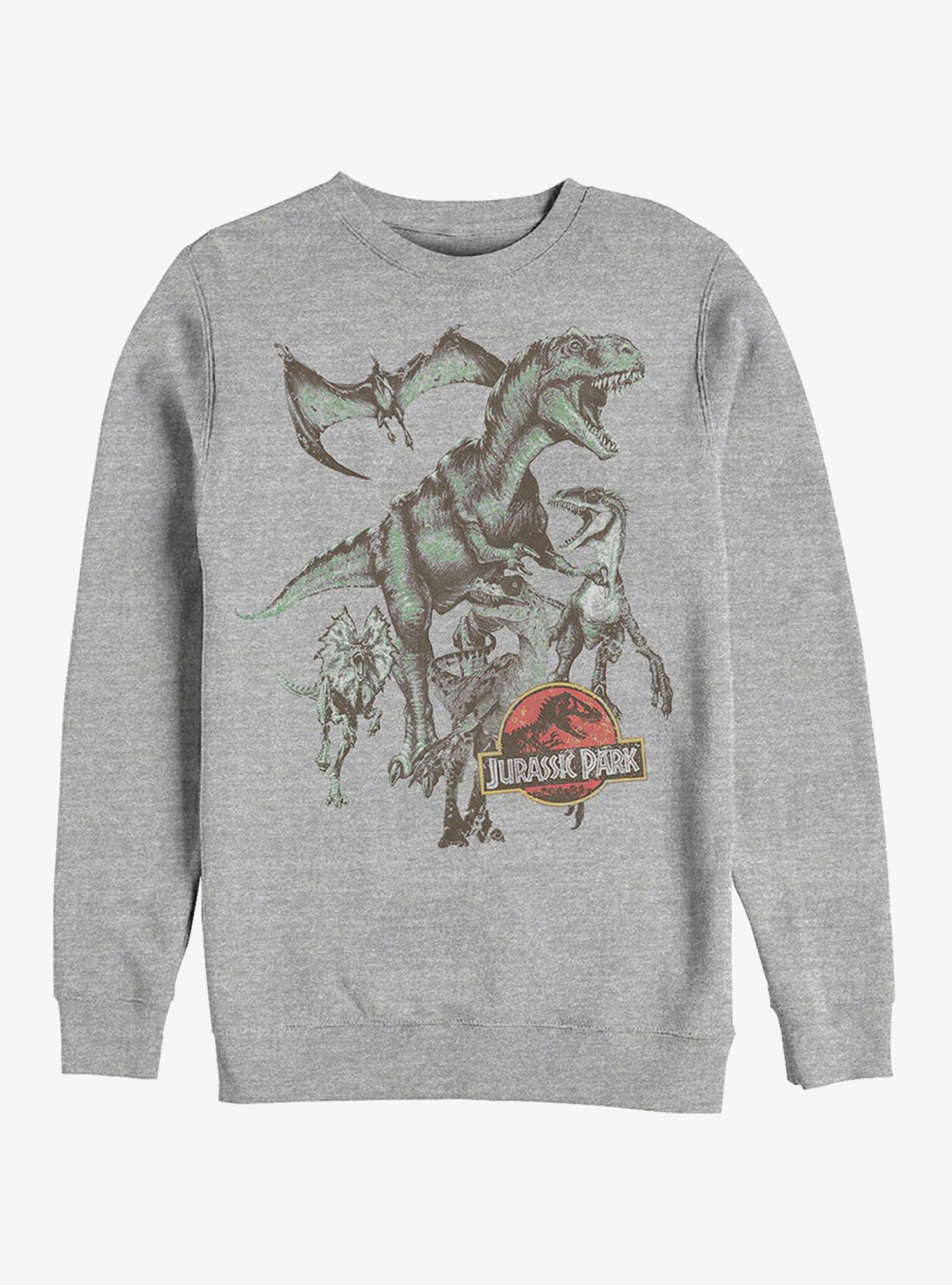 Vintage Dinosaur Stampede Sweatshirt, ATH HTR, hi-res
