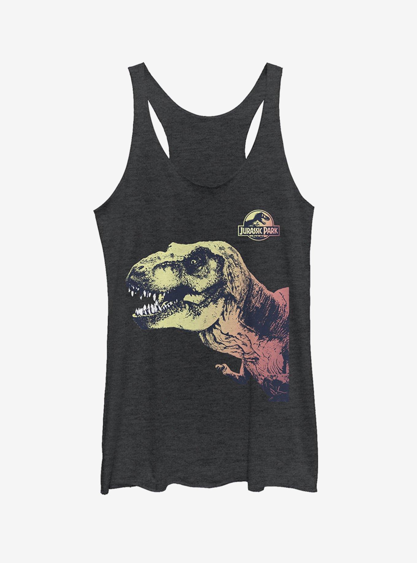 Sneaky T. Rex Girls Tank, BLK HTR, hi-res