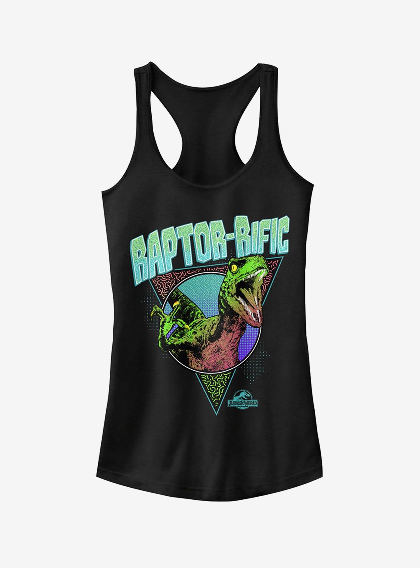 Retro Raptorrific Girls Tank, BLACK, hi-res