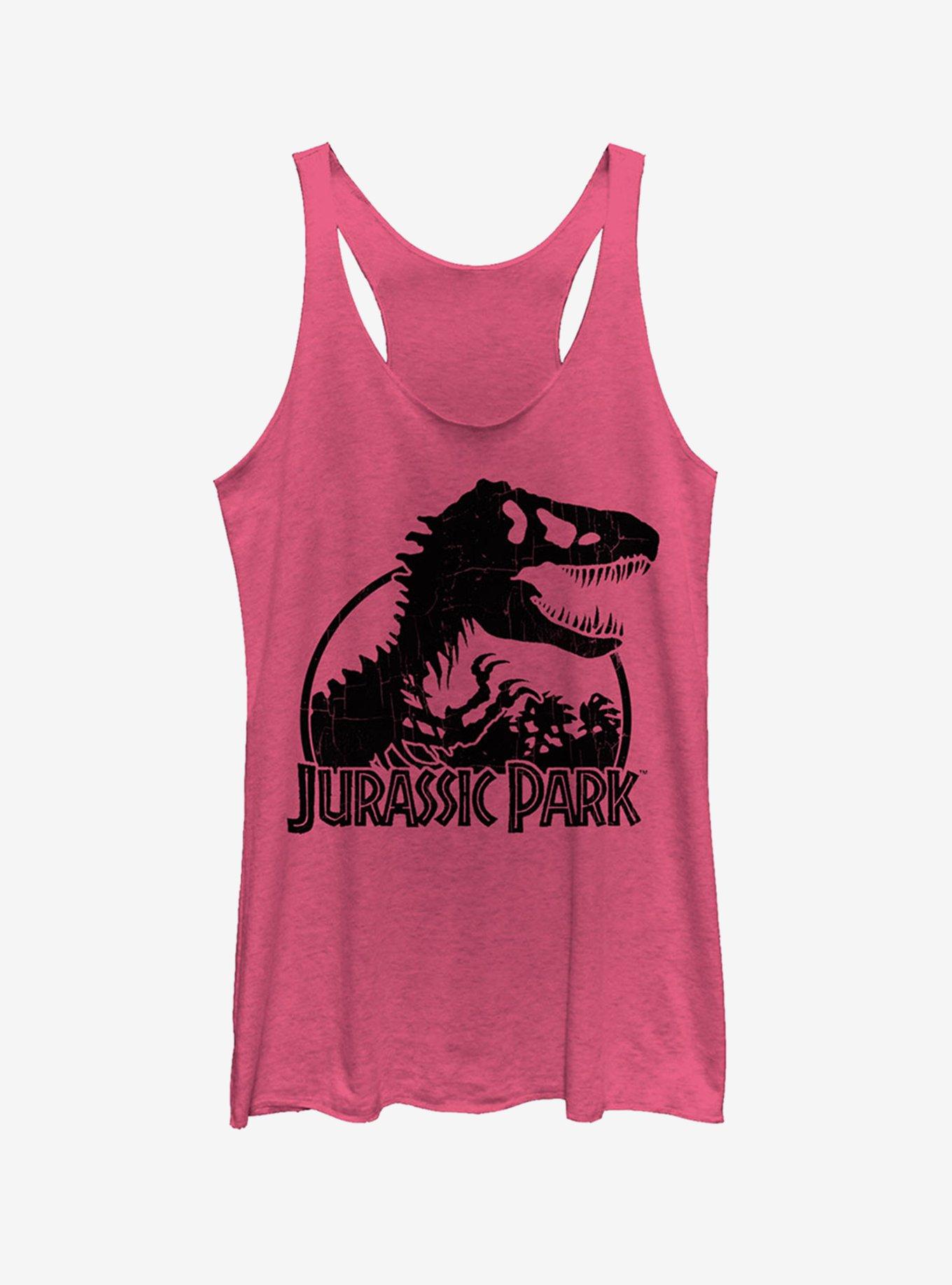 Dino Skeleton Silhouette Logo Girls Tank, PINK HTR, hi-res