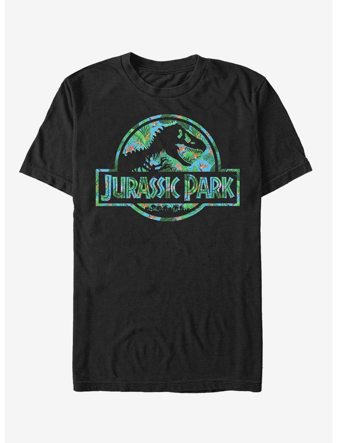 Floral T Rex Logo T-Shirt, BLACK, hi-res