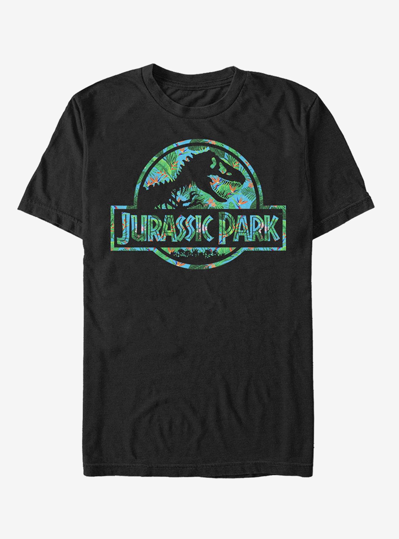 Floral T Rex Logo T-Shirt, BLACK, hi-res