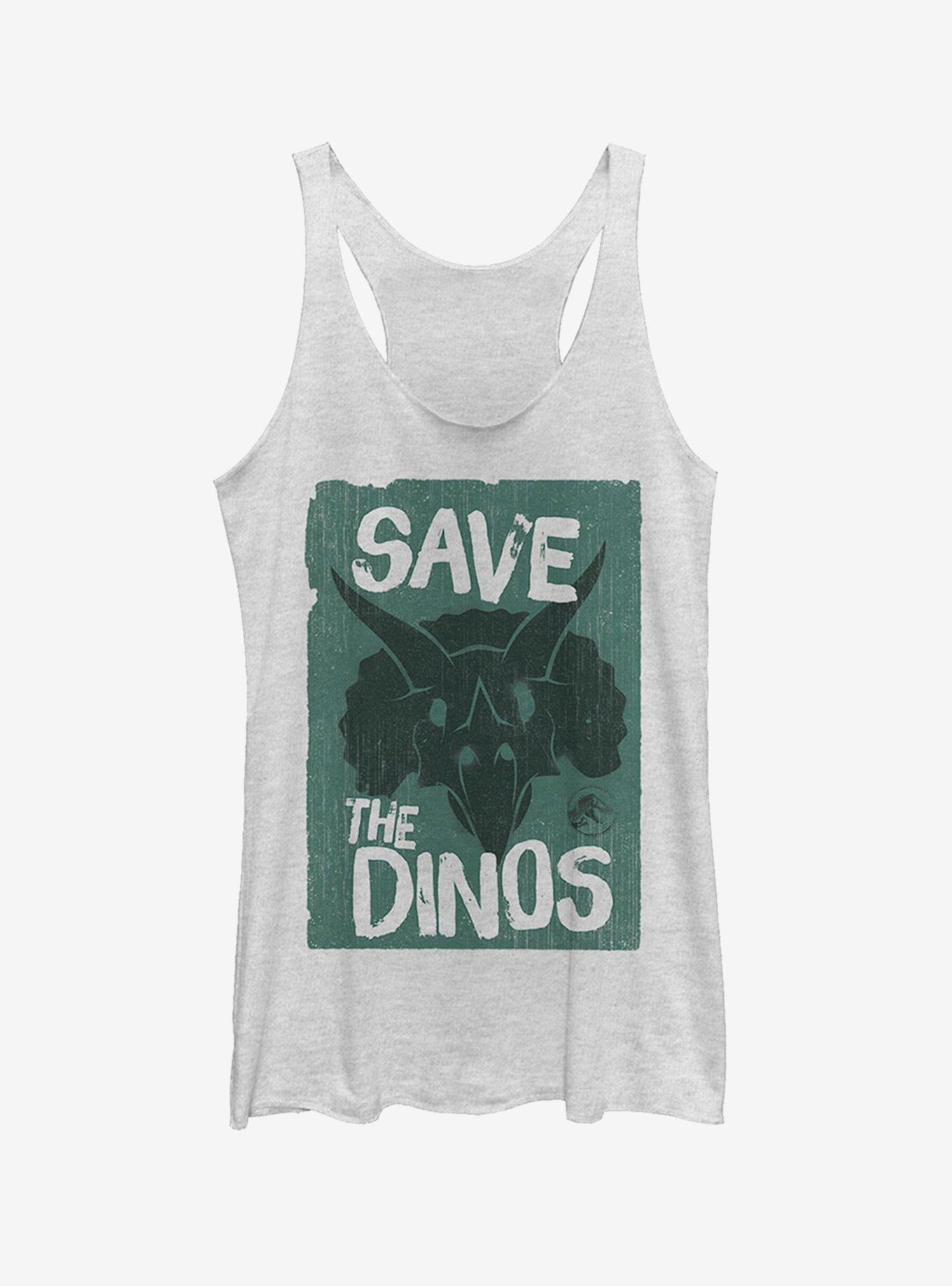 Jurassic World Fallen Kingdom Save the Dinos Cartoon Girls Tank, WHITE HTR, hi-res