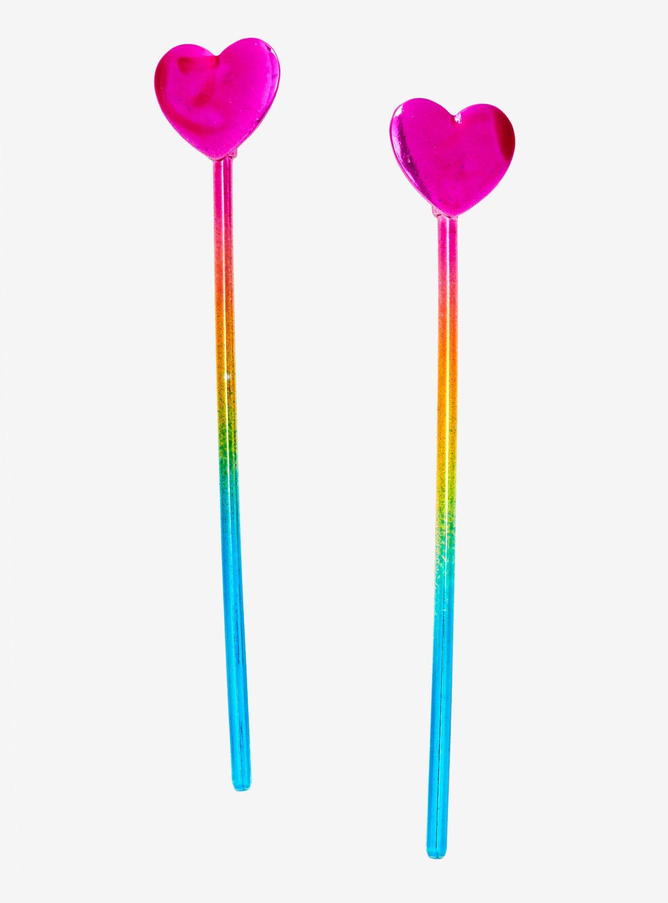 Heart Rainbow Hair Sticks, , hi-res