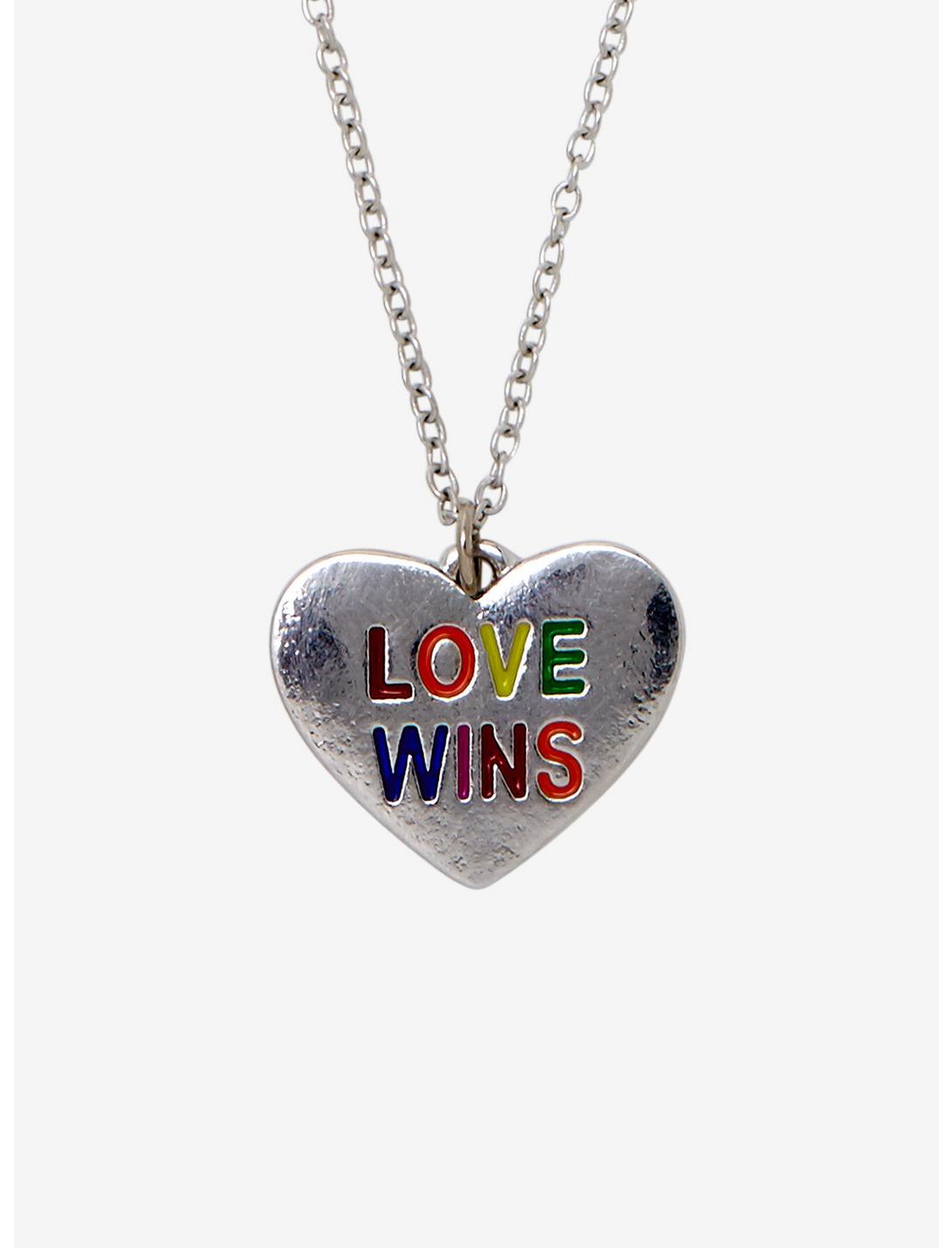 Love Wins Rainbow Dainty Heart Pendant Necklace, , hi-res