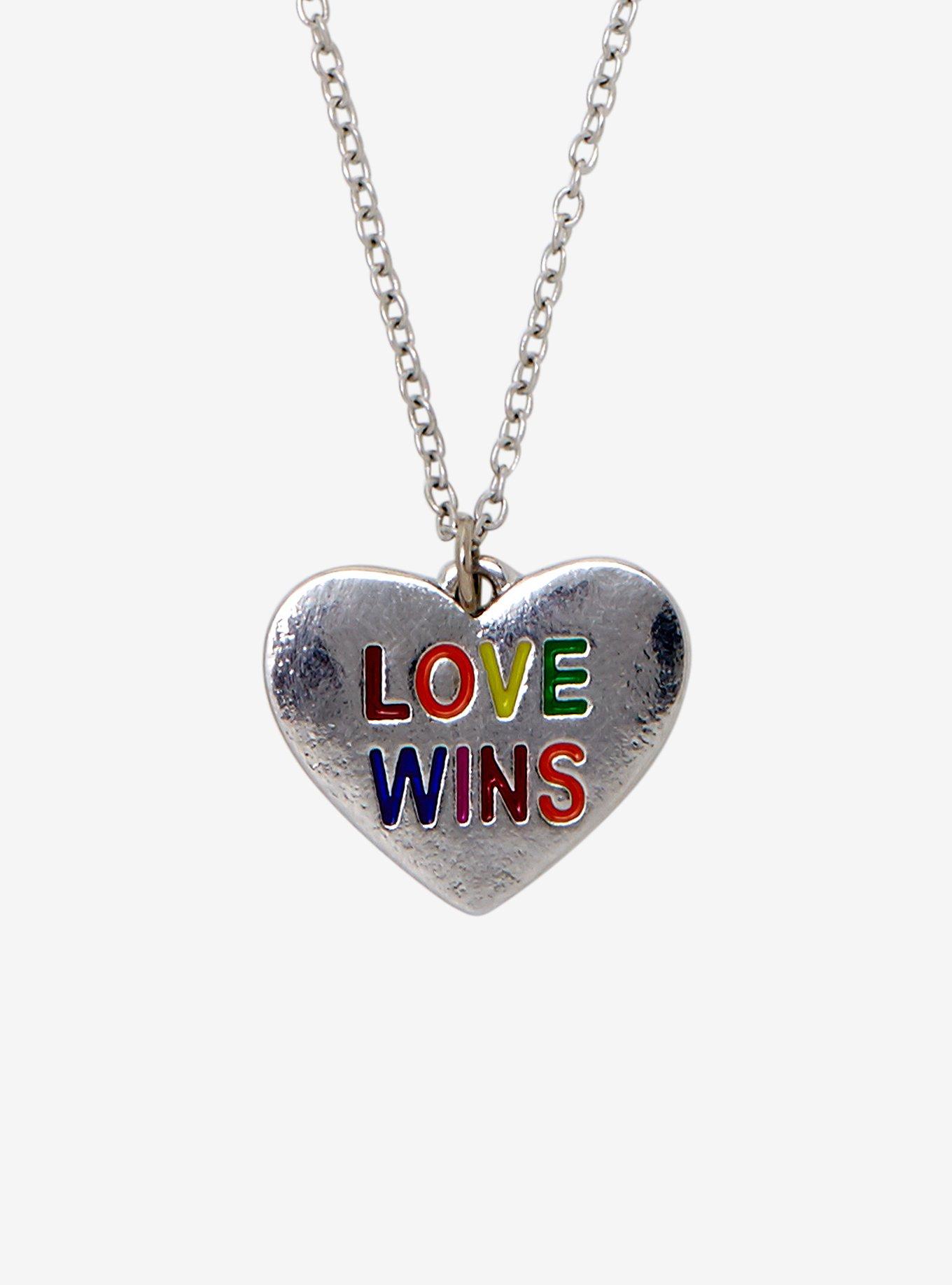 Love Wins Rainbow Dainty Heart Pendant Necklace, , hi-res