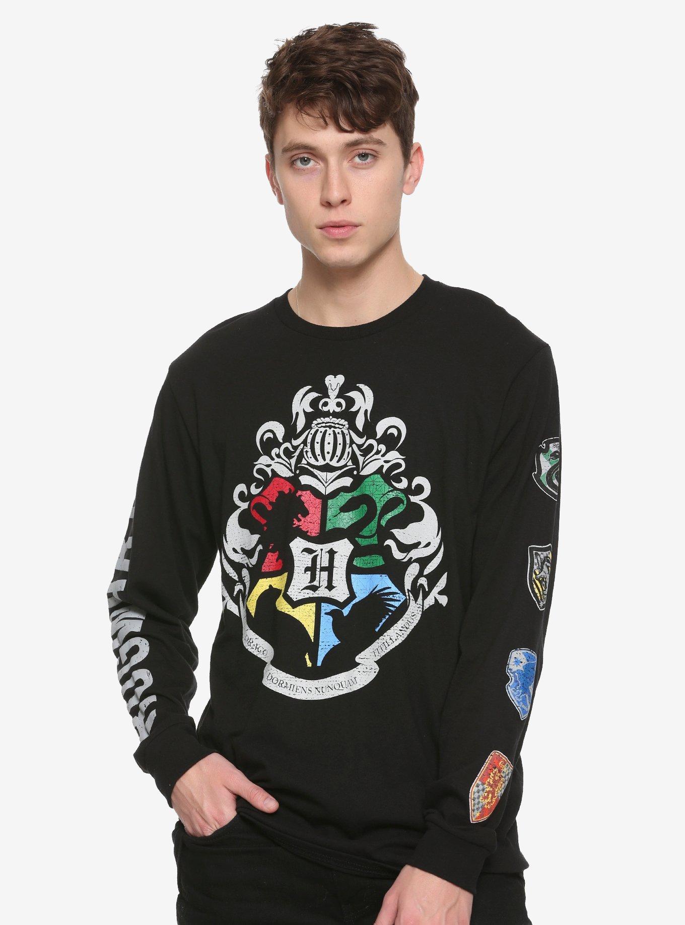 Hogwarts House Crests Long-Sleeve T-Shirt, BLACK, hi-res