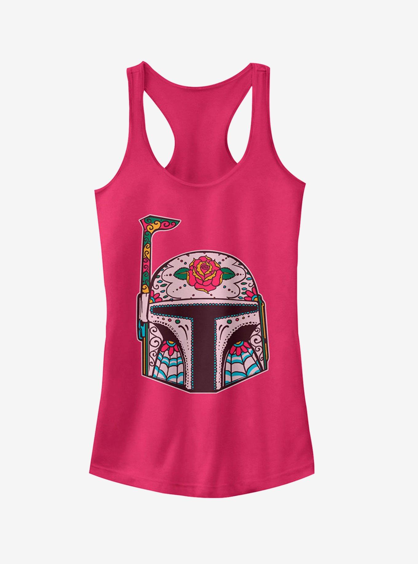 Rose Sugar Skull Boba Fett Girls Tank, RASPBERRY, hi-res