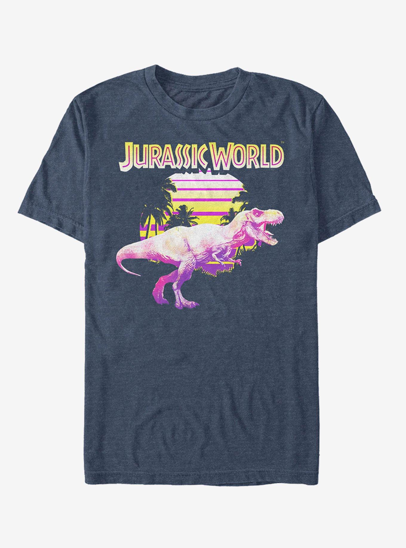 Retro T. Rex Sunset T-Shirt, NAVY HTR, hi-res