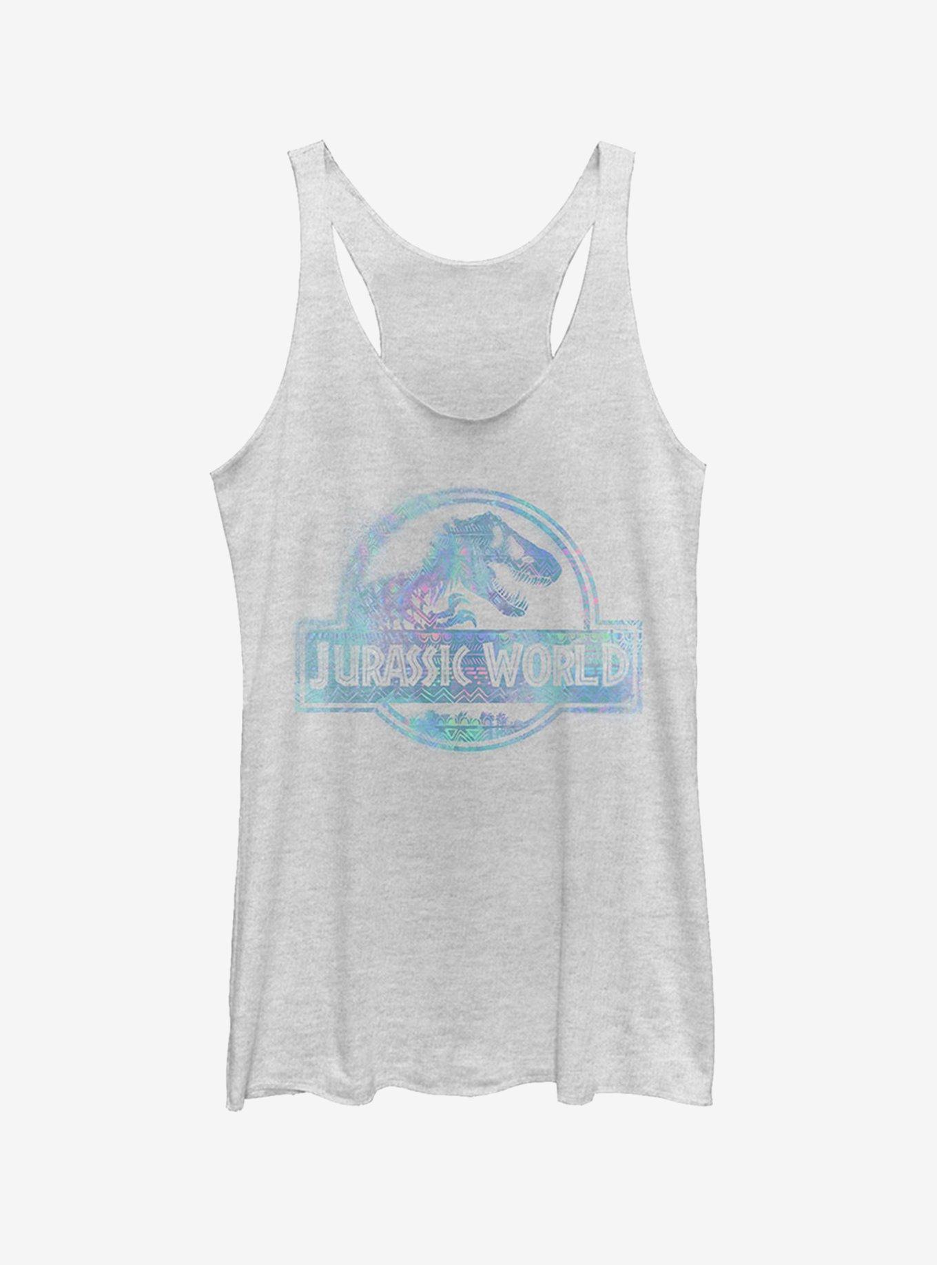 Jurassic World Fallen Kingdom Water Ripple Logo Girls Tank, WHITE HTR, hi-res