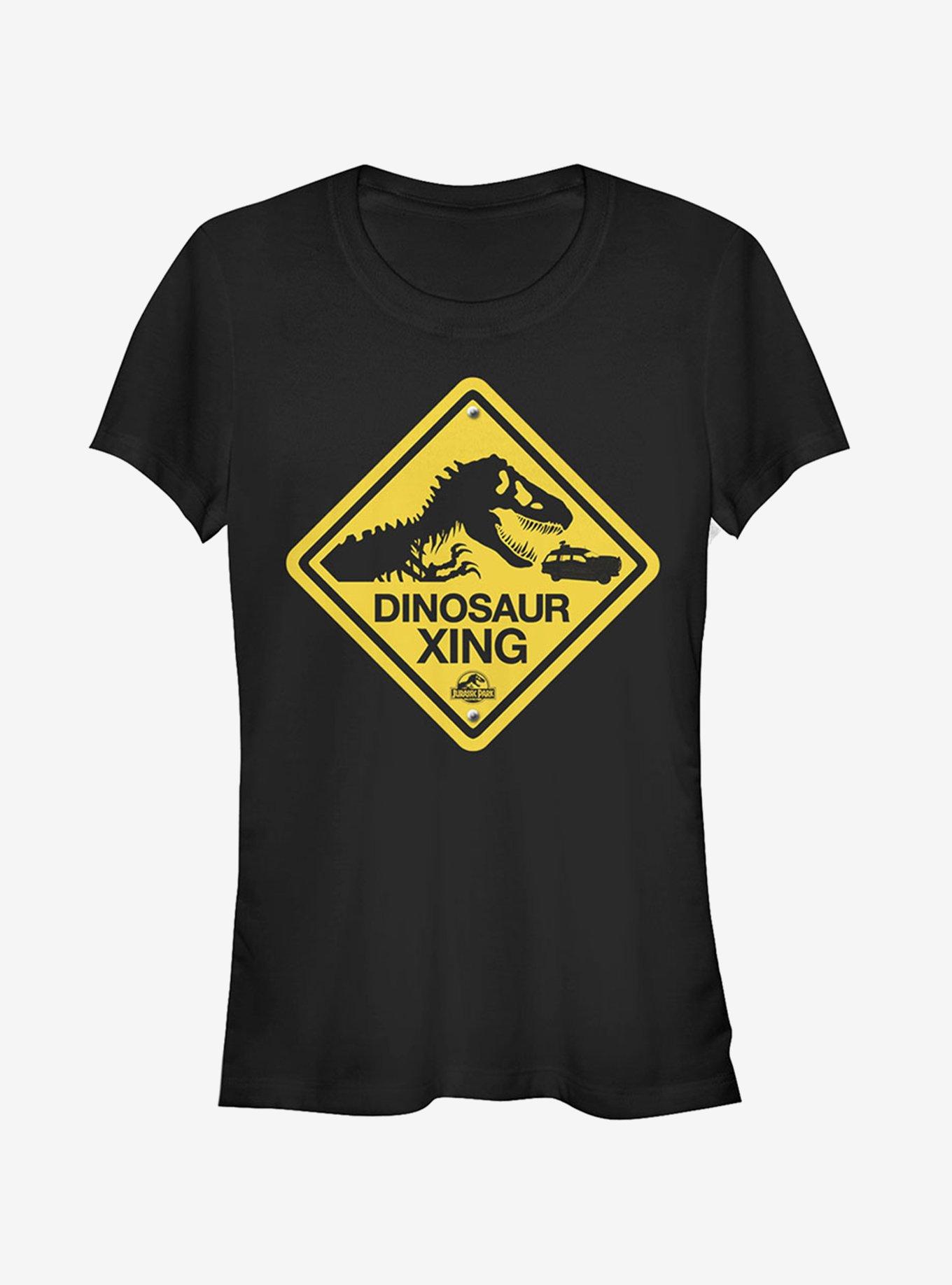 Dinosaur Crossing Sign Girls T-Shirt, , hi-res