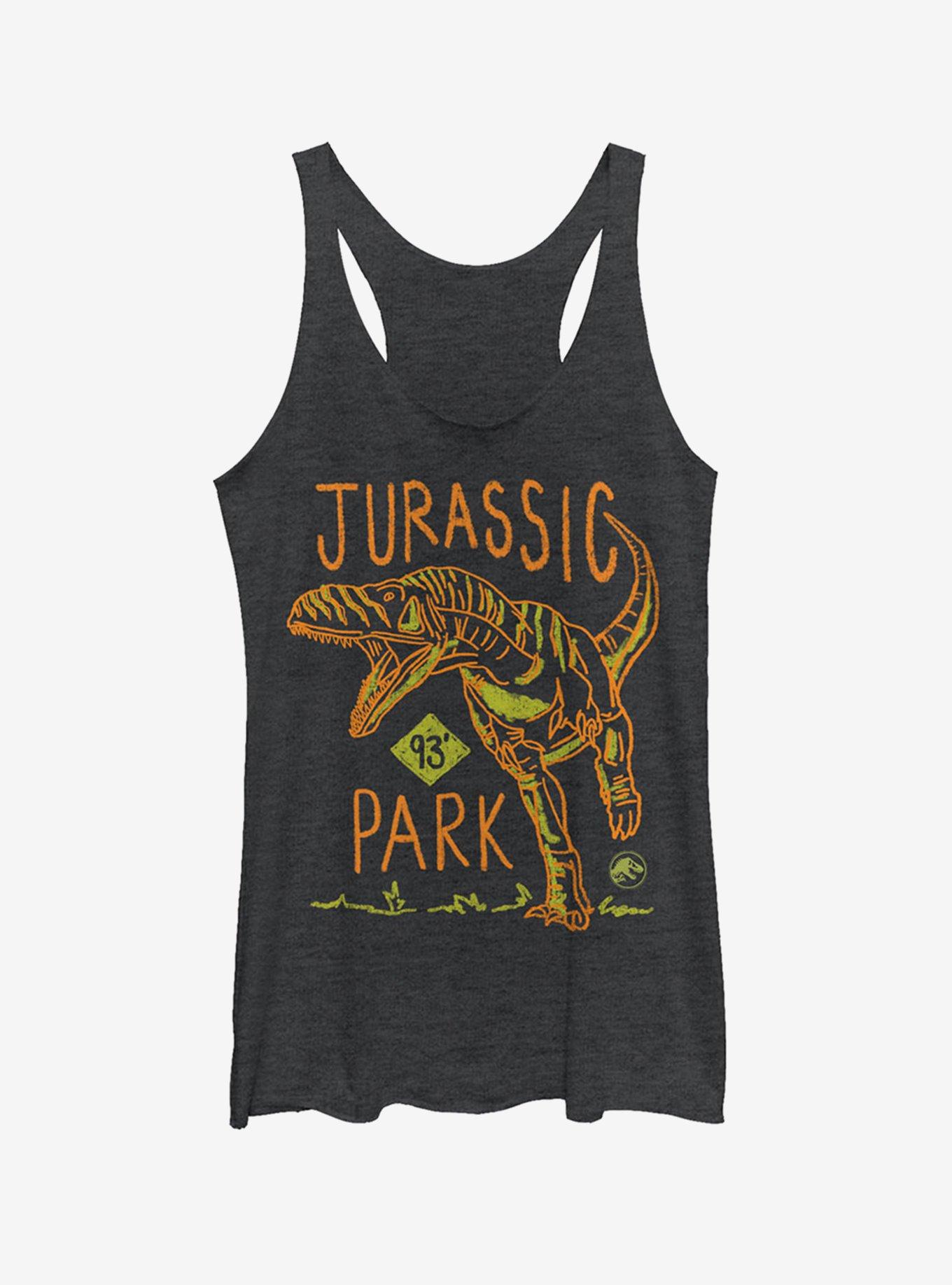 T. Rex Crayon Print Girls Tank, BLK HTR, hi-res