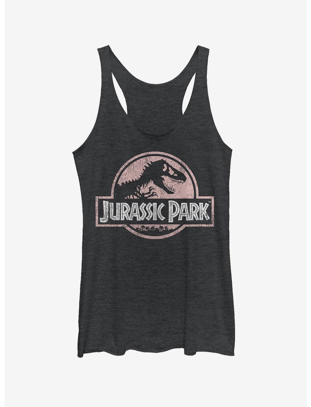 Jurassic Park Dusty Logo Girls Tank, BLK HTR, hi-res