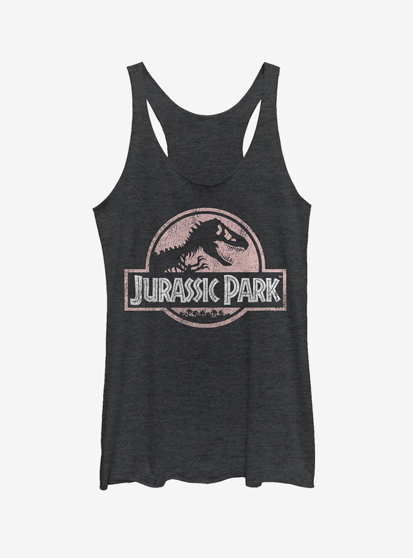 Jurassic Park Dusty Logo Girls Tank, BLK HTR, hi-res