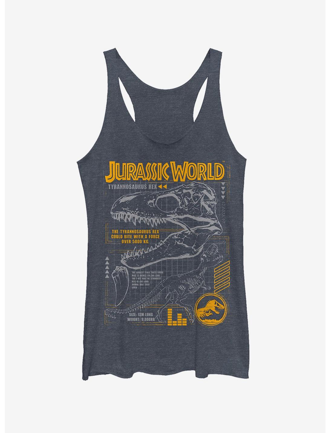 Jurassic World Fallen Kingdom T.Rex Scary Facts Girls Tank, NAVY HTR, hi-res