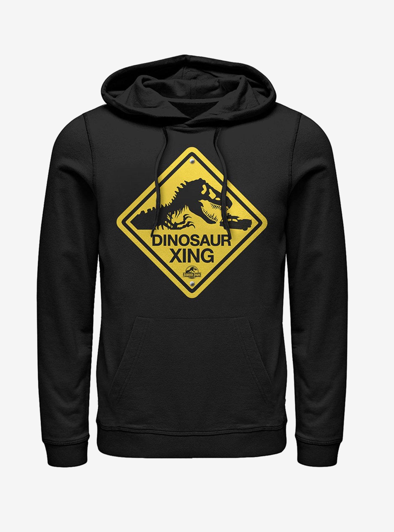 Dinosaur Crossing Sign Hoodie, BLACK, hi-res