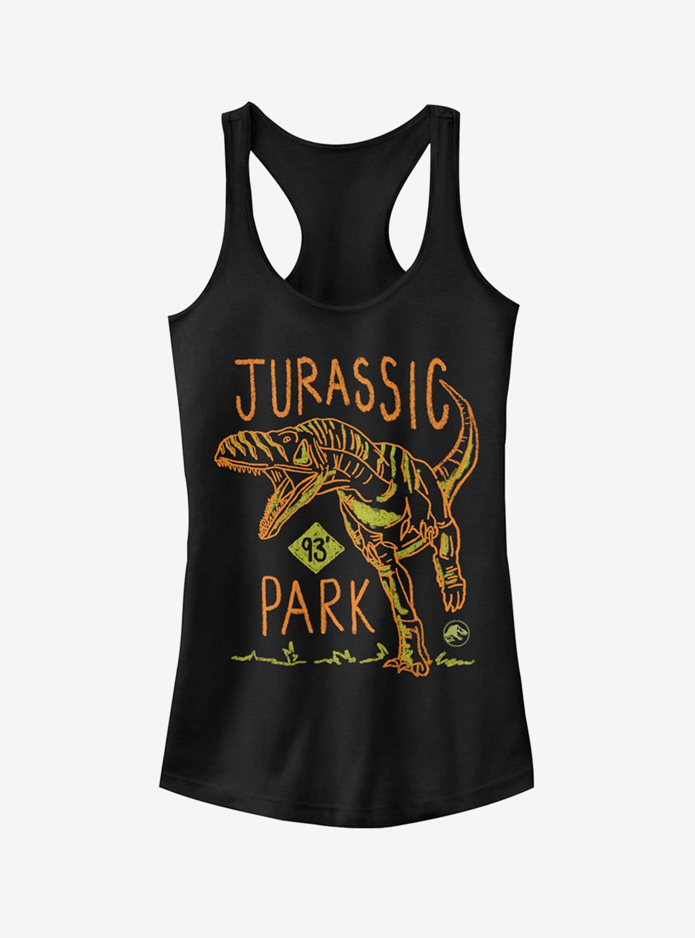 T. Rex Crayon Print Girls Tank, BLACK, hi-res