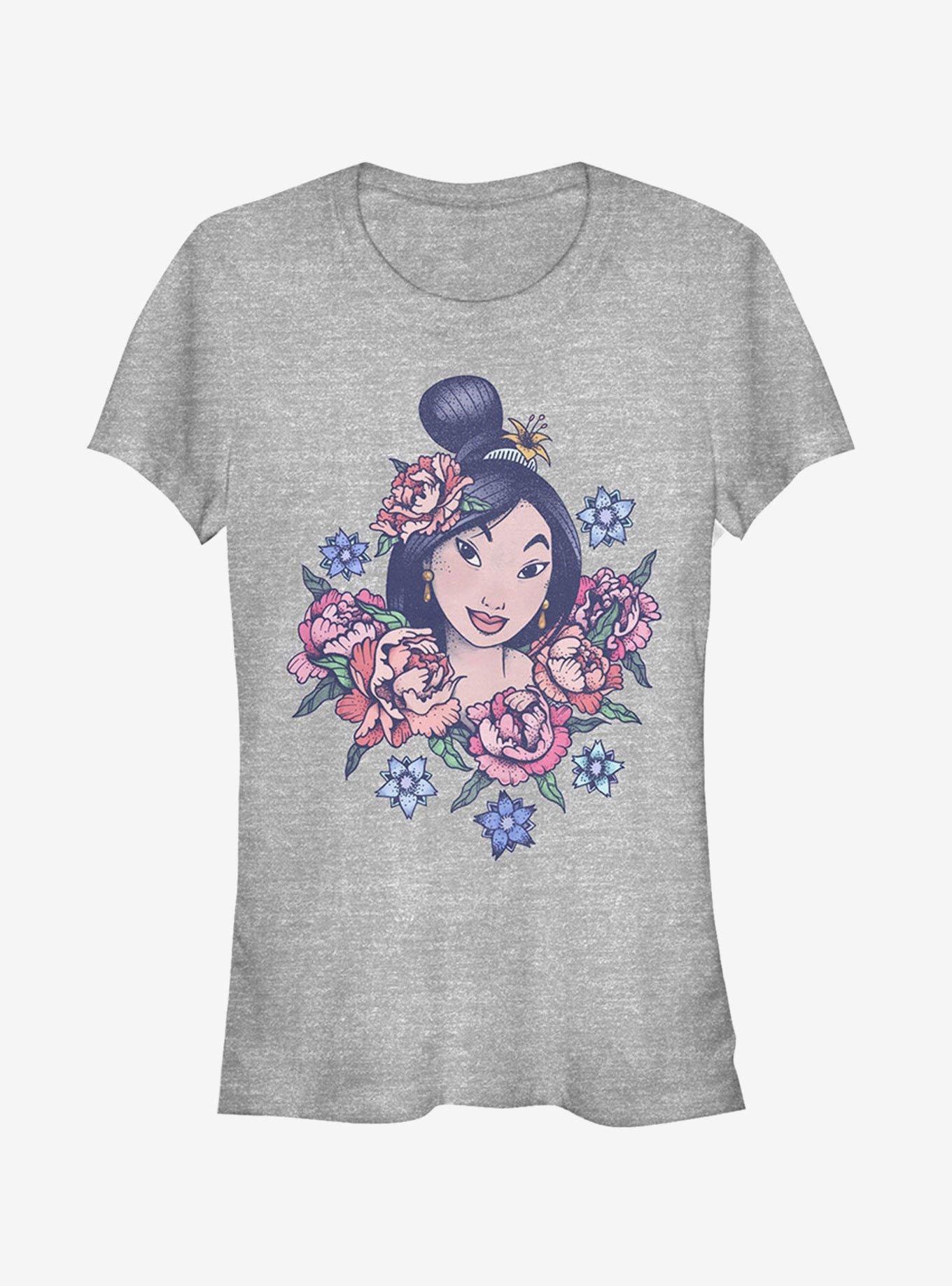 Disney Mulan Floral Portrait Girls T-Shirt, ATH HTR, hi-res