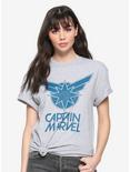 Marvel Captain Marvel Logo Girls Oversized T-Shirt, NAVY, hi-res