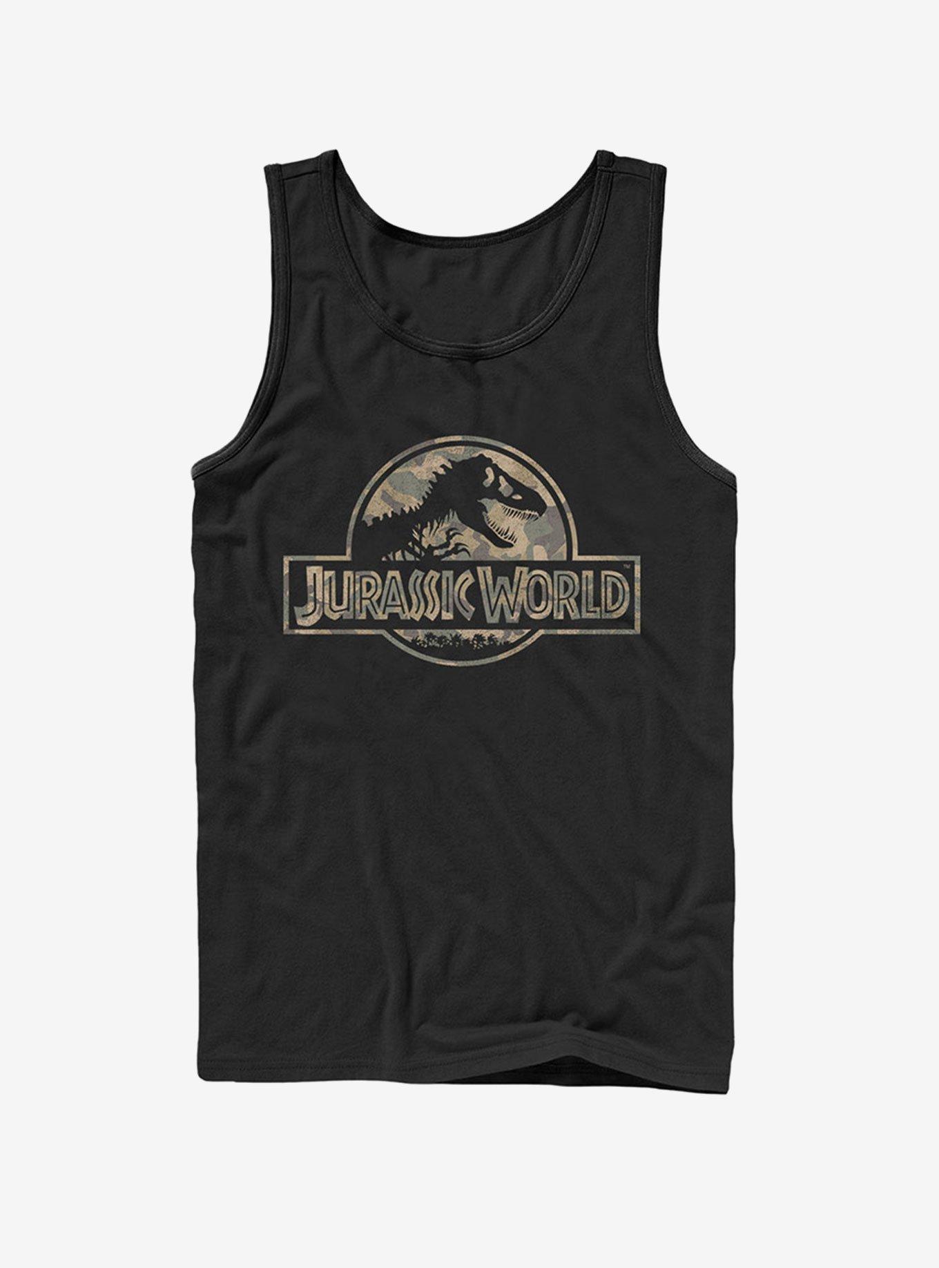 Camouflage Print Logo Tank, BLACK, hi-res