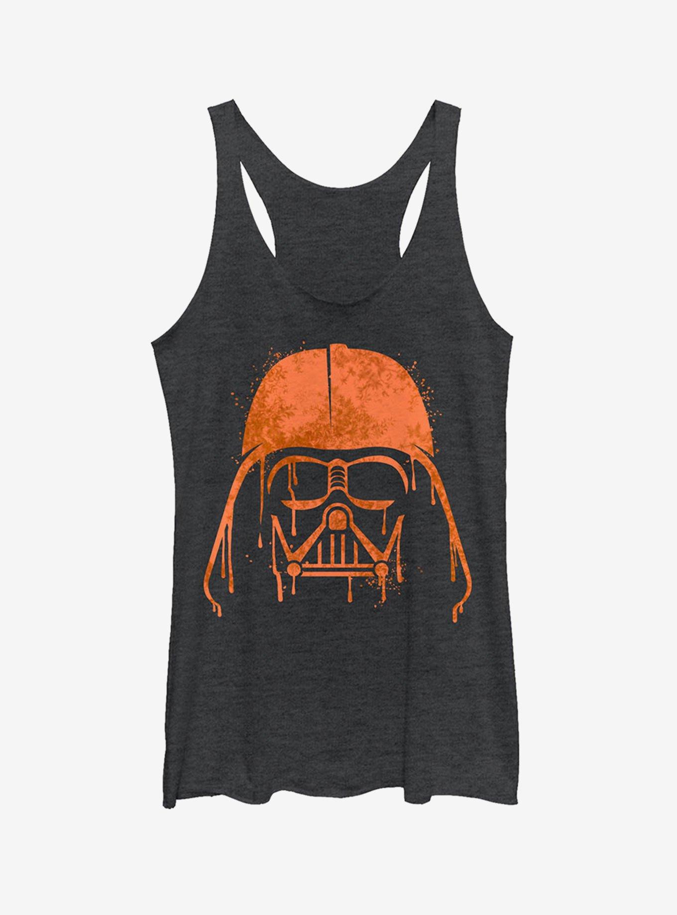 Halloween Vader Helmet Spray-Paint Girls Tank, BLK HTR, hi-res