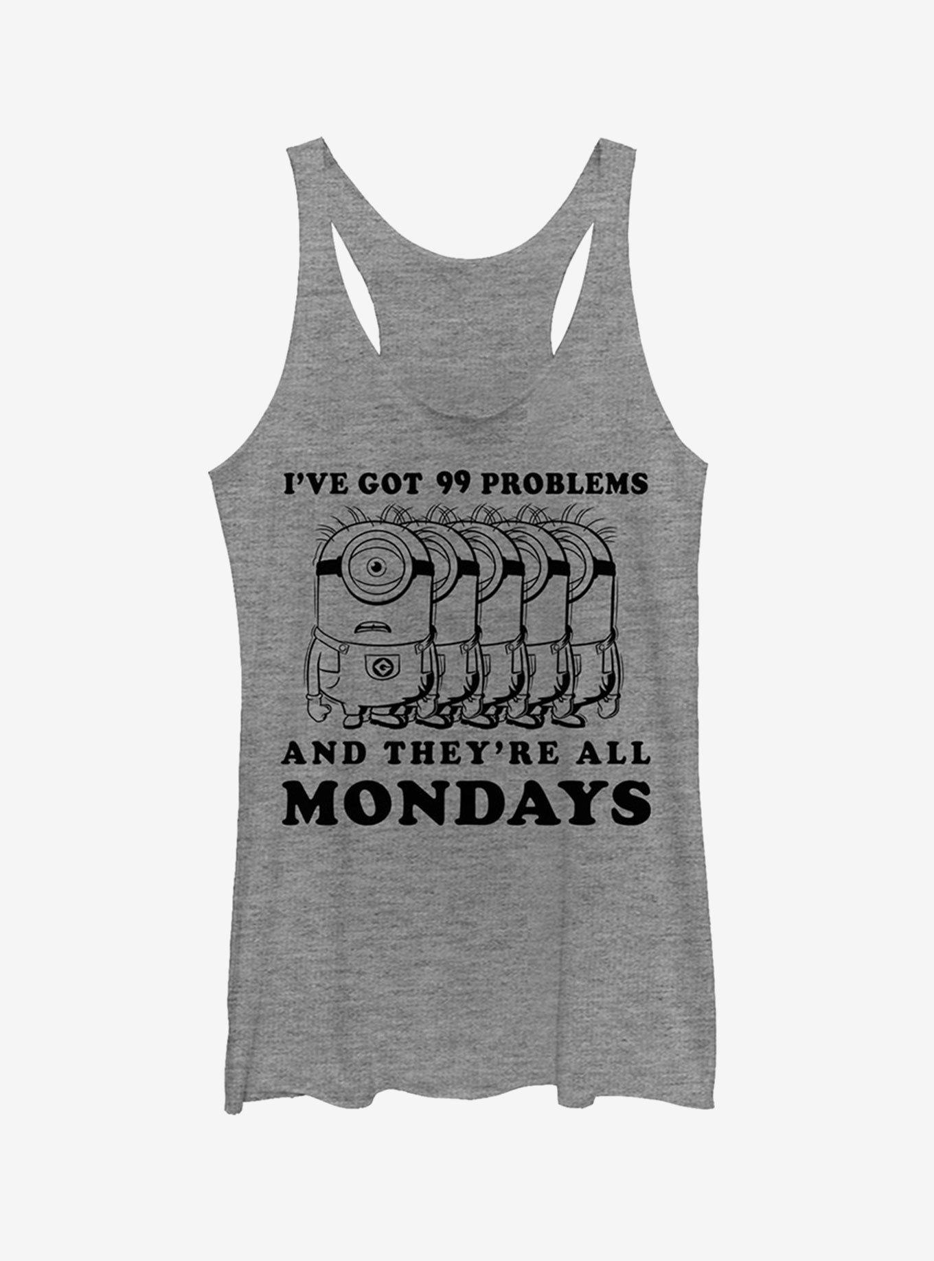 Minion Monday Problems Girls Tank, GRAY HTR, hi-res