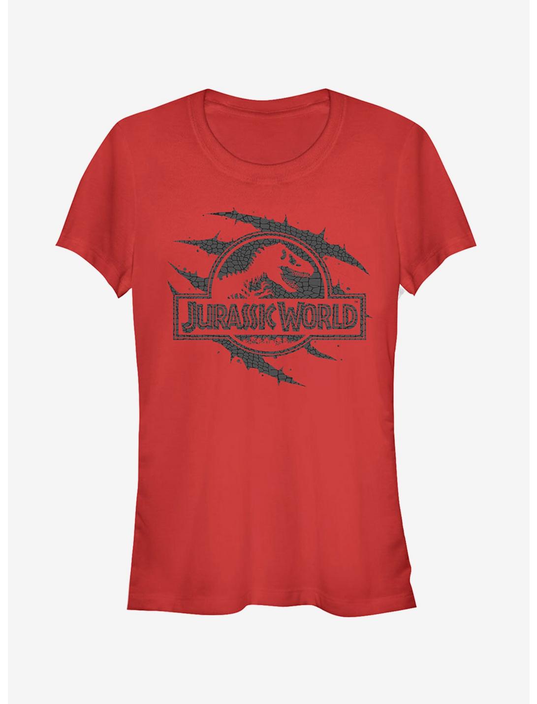 Jurassic World Fallen Kingdom Logo Scales Slash Girls T-Shirt, RED, hi-res