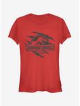 Jurassic World Fallen Kingdom Logo Scales Slash Girls T-Shirt, RED, hi-res