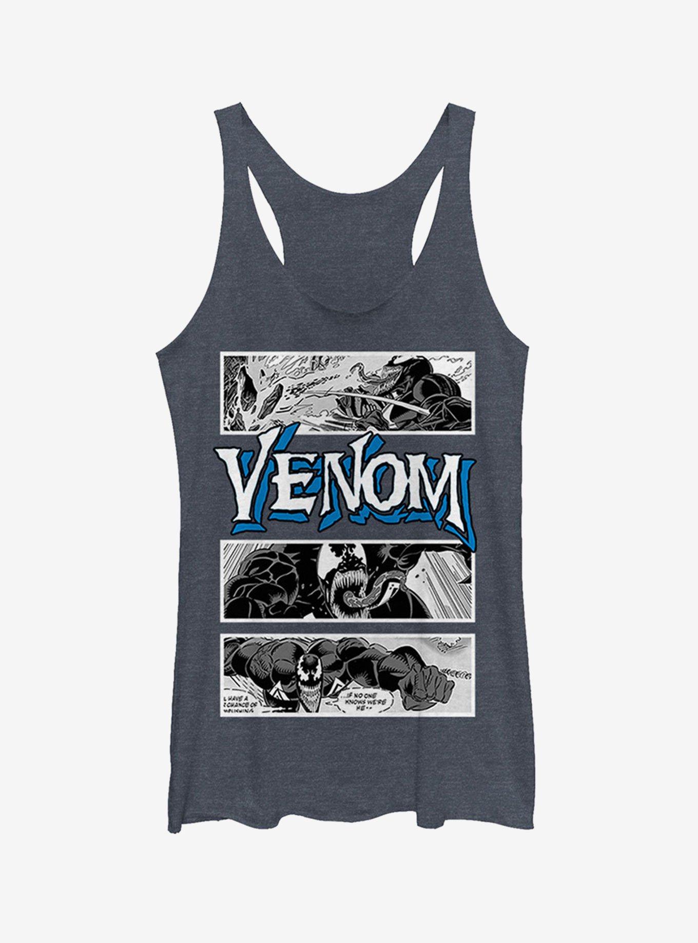 Marvel Venom Comic Panels Girls Tank, NAVY HTR, hi-res