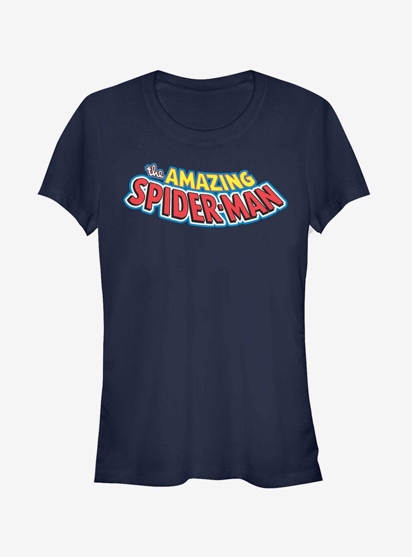 Marvel Amazing Spider-Man Logo Girls T-Shirt, NAVY, hi-res