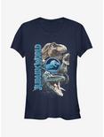 Jurassic World Fallen Kingdom Dinosaur Montage Girls T-Shirt, NAVY, hi-res