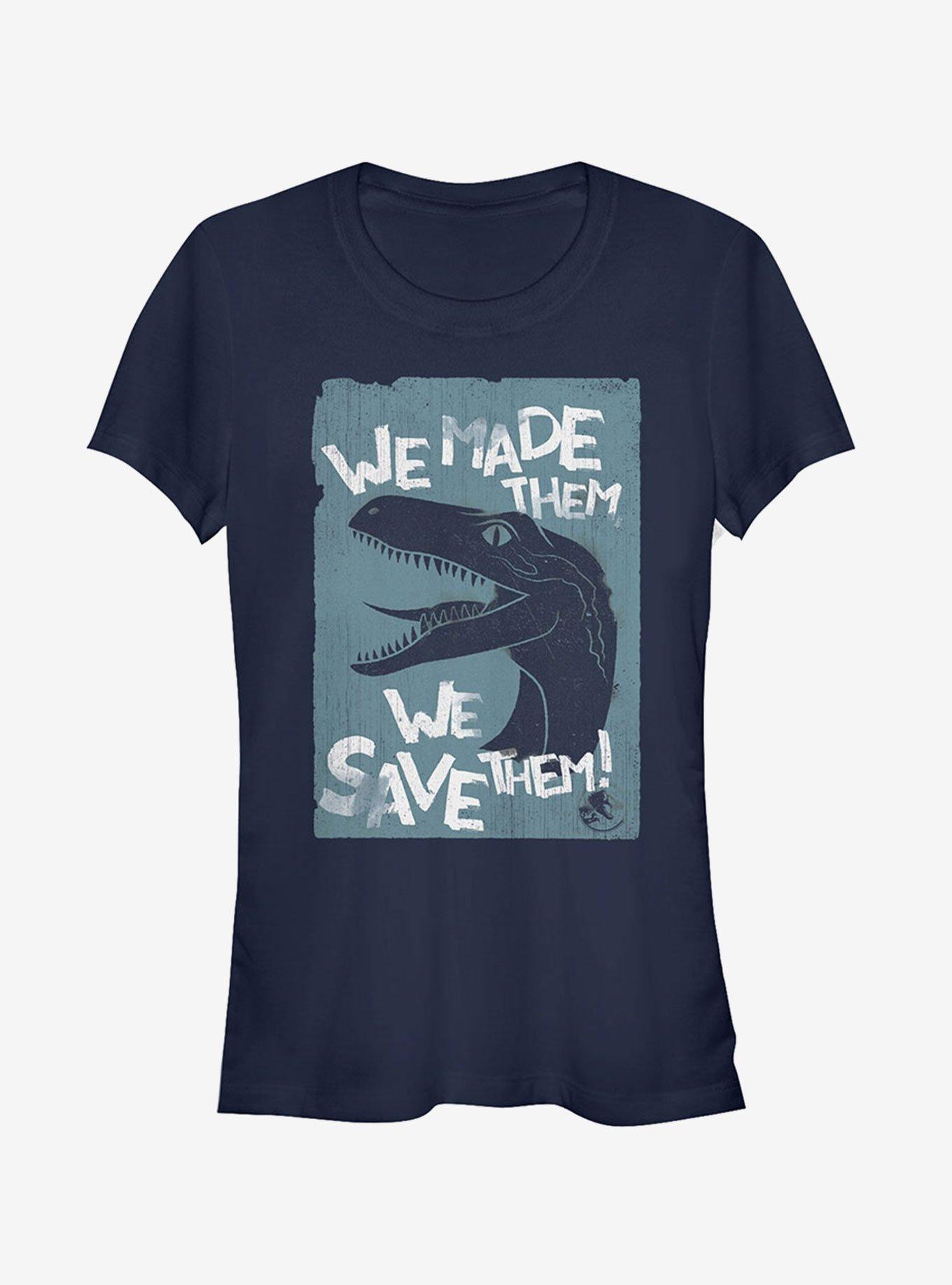 Jurassic World Fallen Kingdom We Save Them Girls T-Shirt, NAVY, hi-res