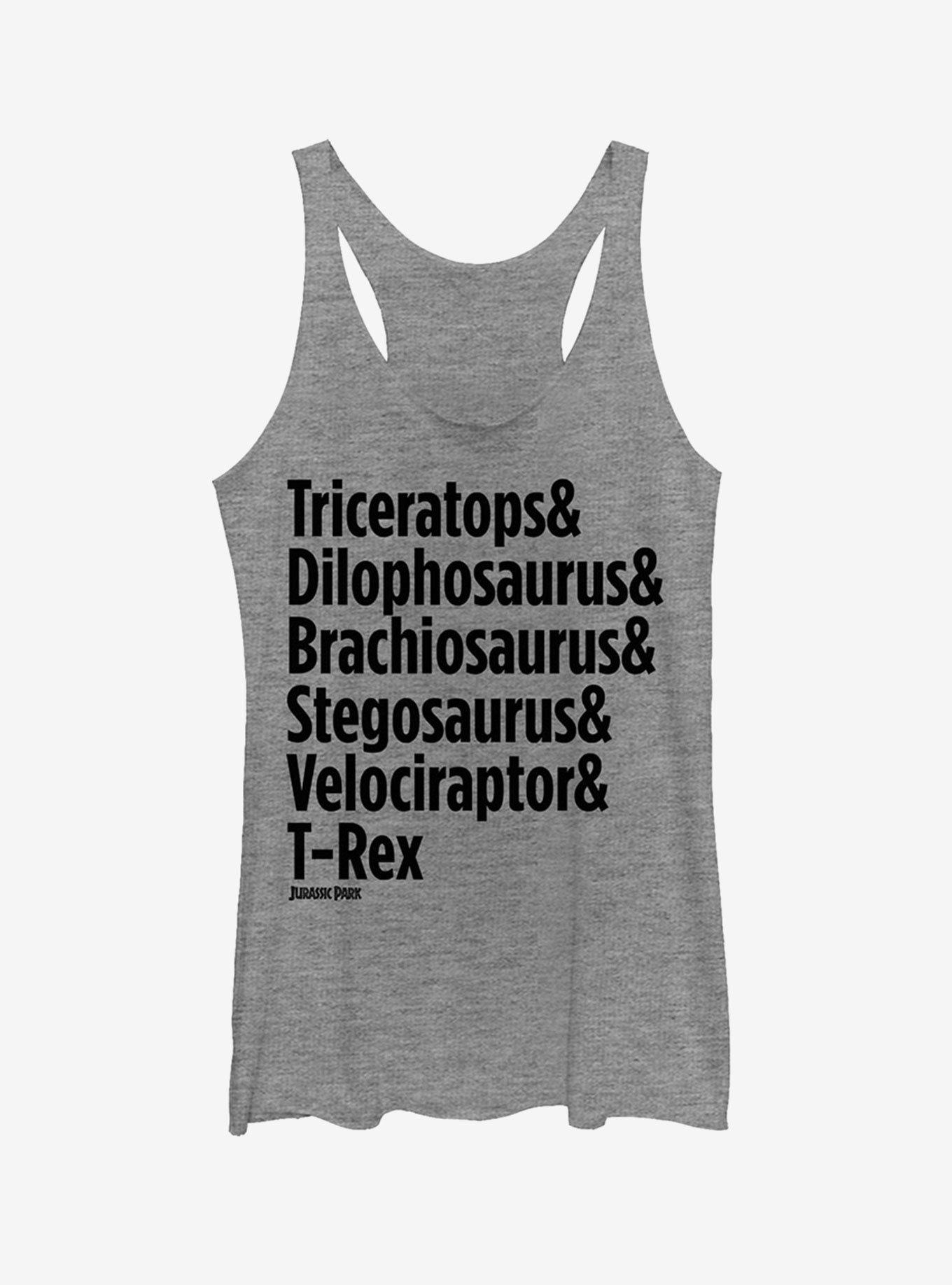 Triceratops and Dilophosaurus Girls Tank, GRAY HTR, hi-res