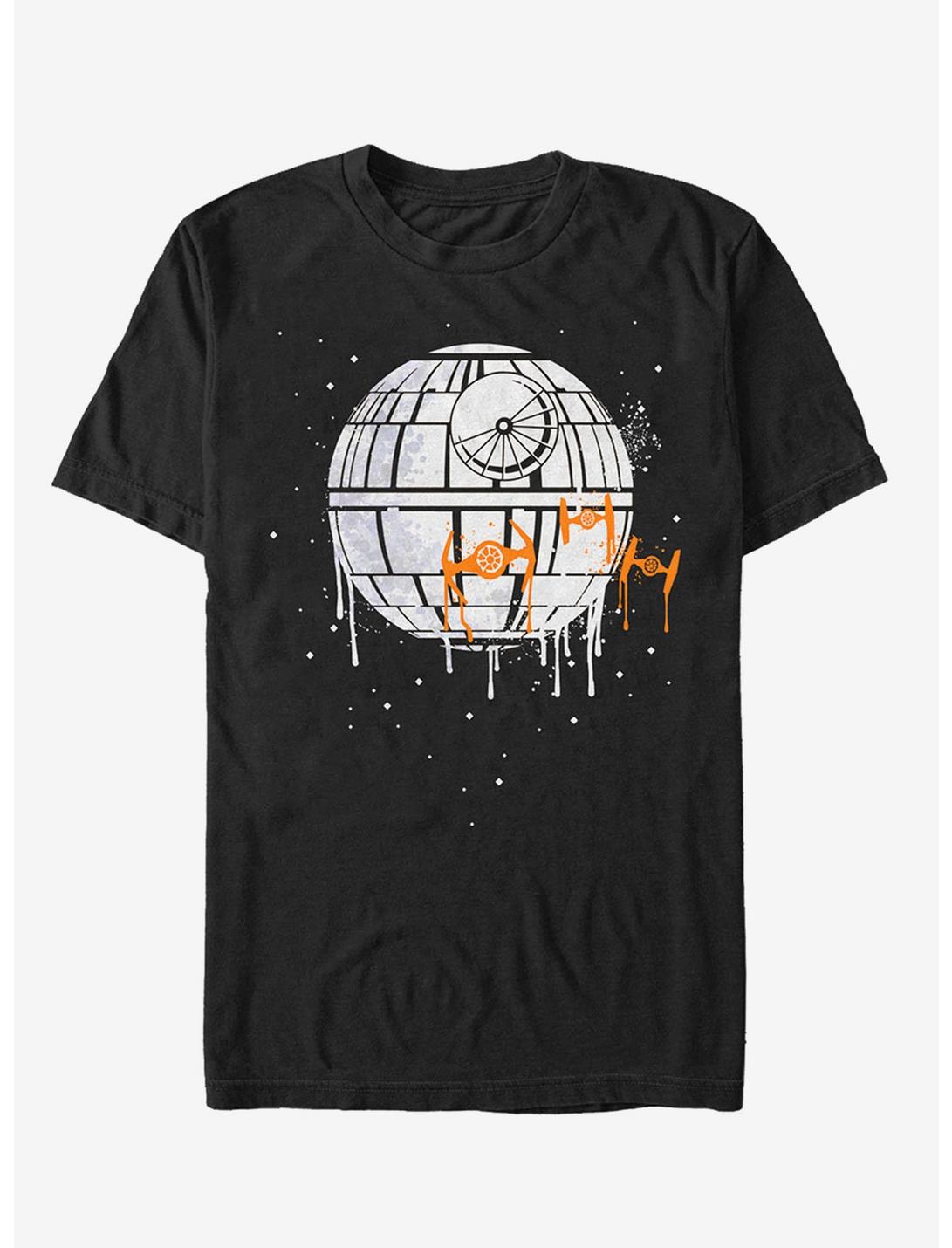 Halloween Death Star Drip T-Shirt, BLACK, hi-res