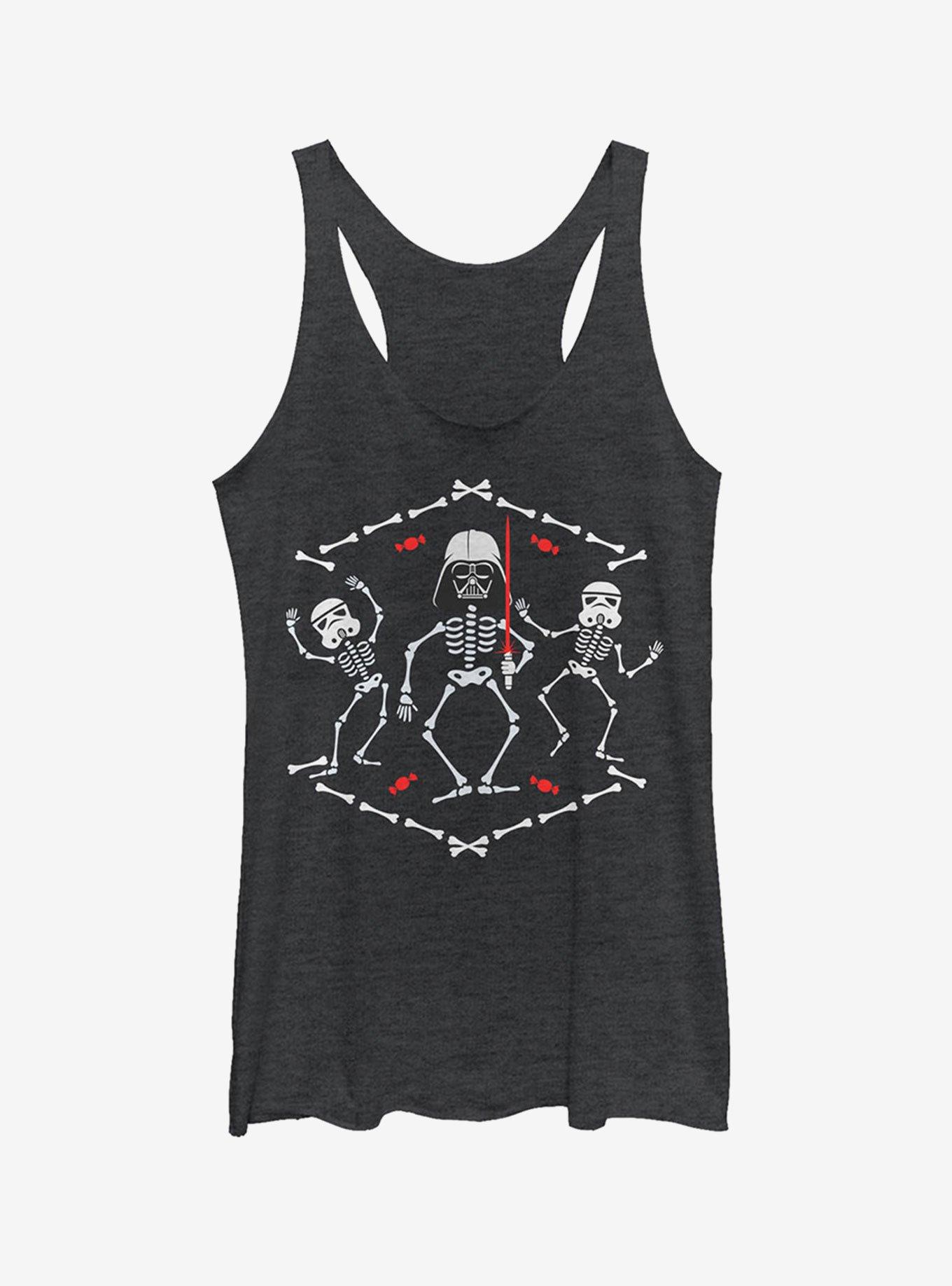 Halloween Vader Skeleton Dance Girls Tank, BLK HTR, hi-res