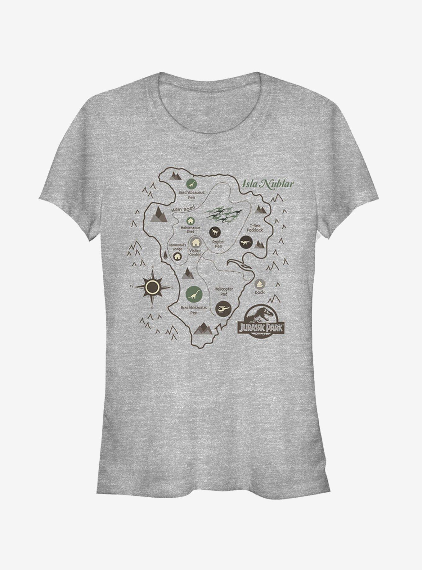 Isla Nublar Map Girls T-Shirt, ATH HTR, hi-res