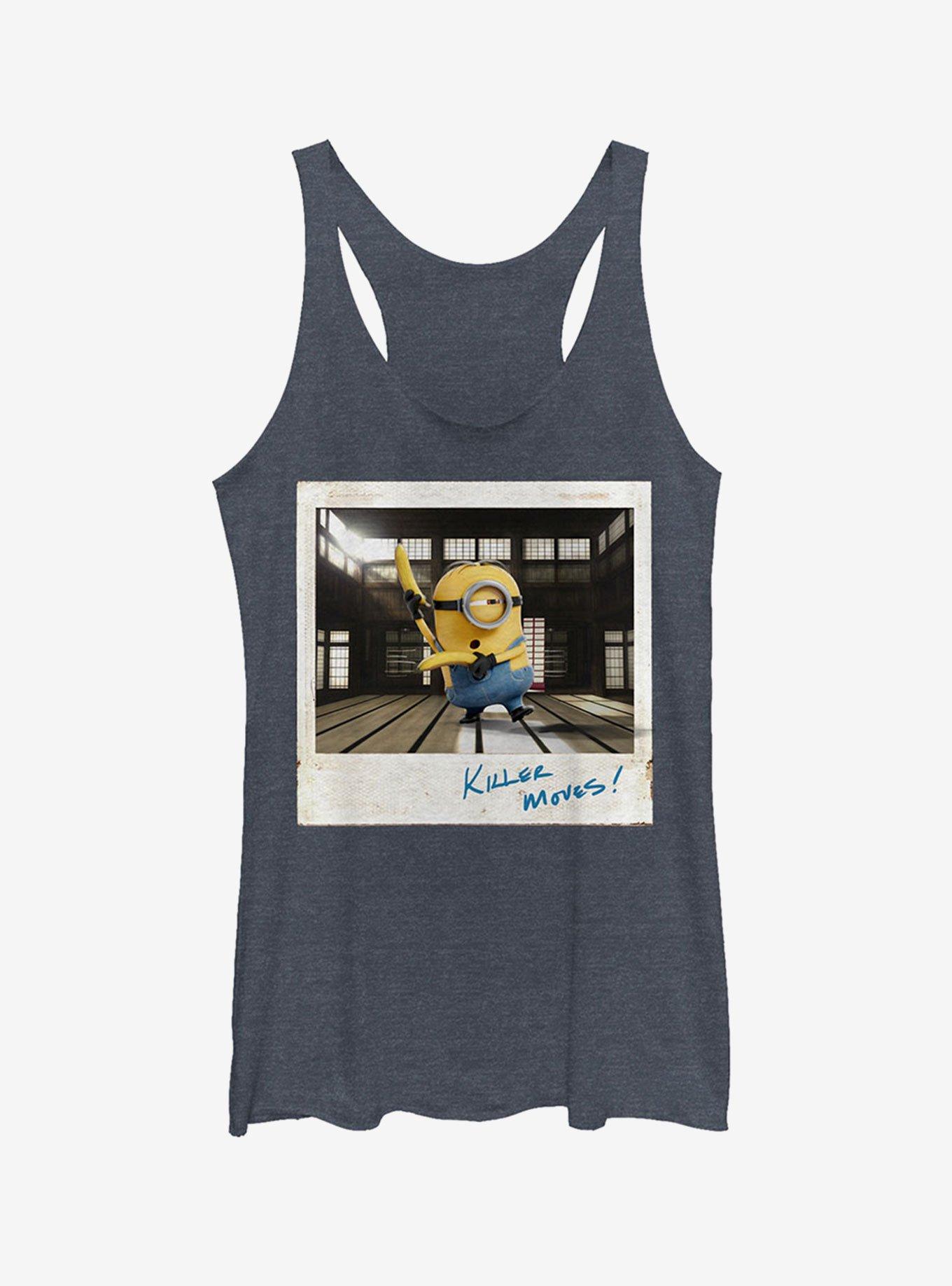 Minion Banana Karate Girls Tank, NAVY HTR, hi-res