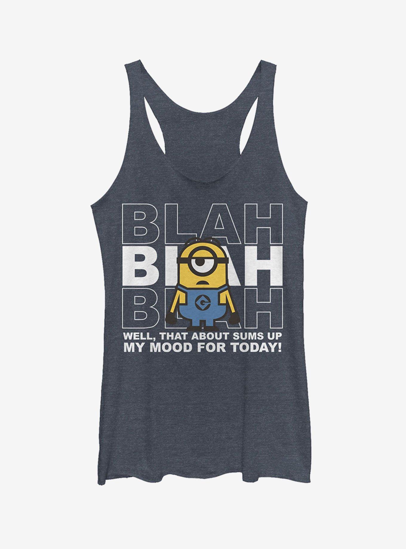 Minion Blah Mood Today Girls Tank, NAVY HTR, hi-res