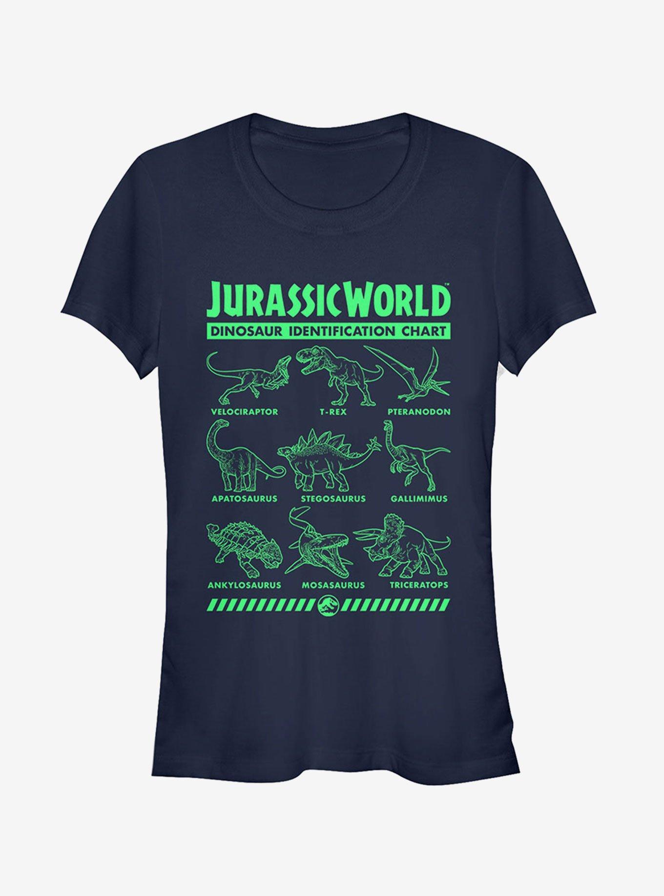 Jurassic World Fallen Kingdom Dinosaur Identification Card Girls T-Shirt, NAVY, hi-res