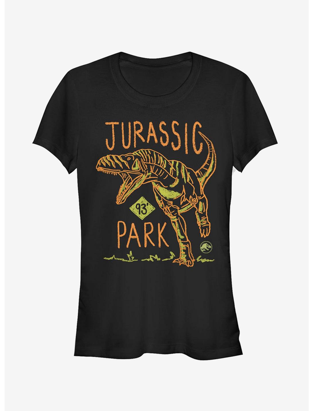 T. Rex Crayon Print Girls T-Shirt, BLACK, hi-res