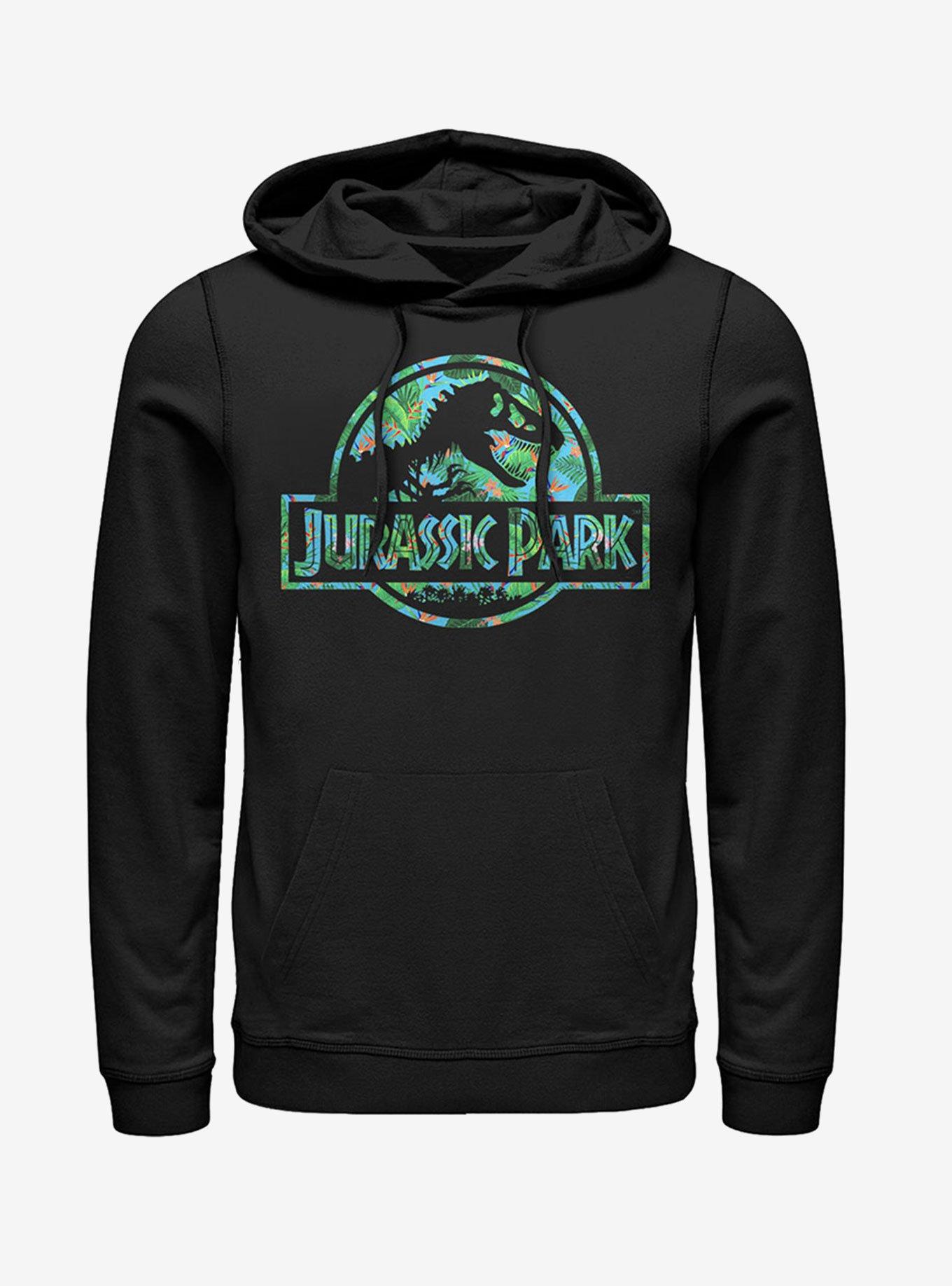 Floral T Rex Logo Hoodie, BLACK, hi-res