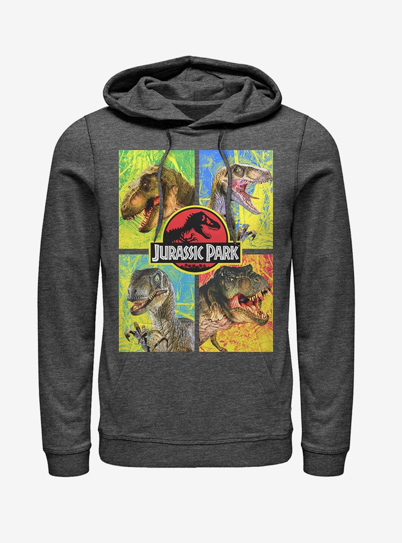 T. Rex and Velociraptor Hoodie, CHAR HTR, hi-res