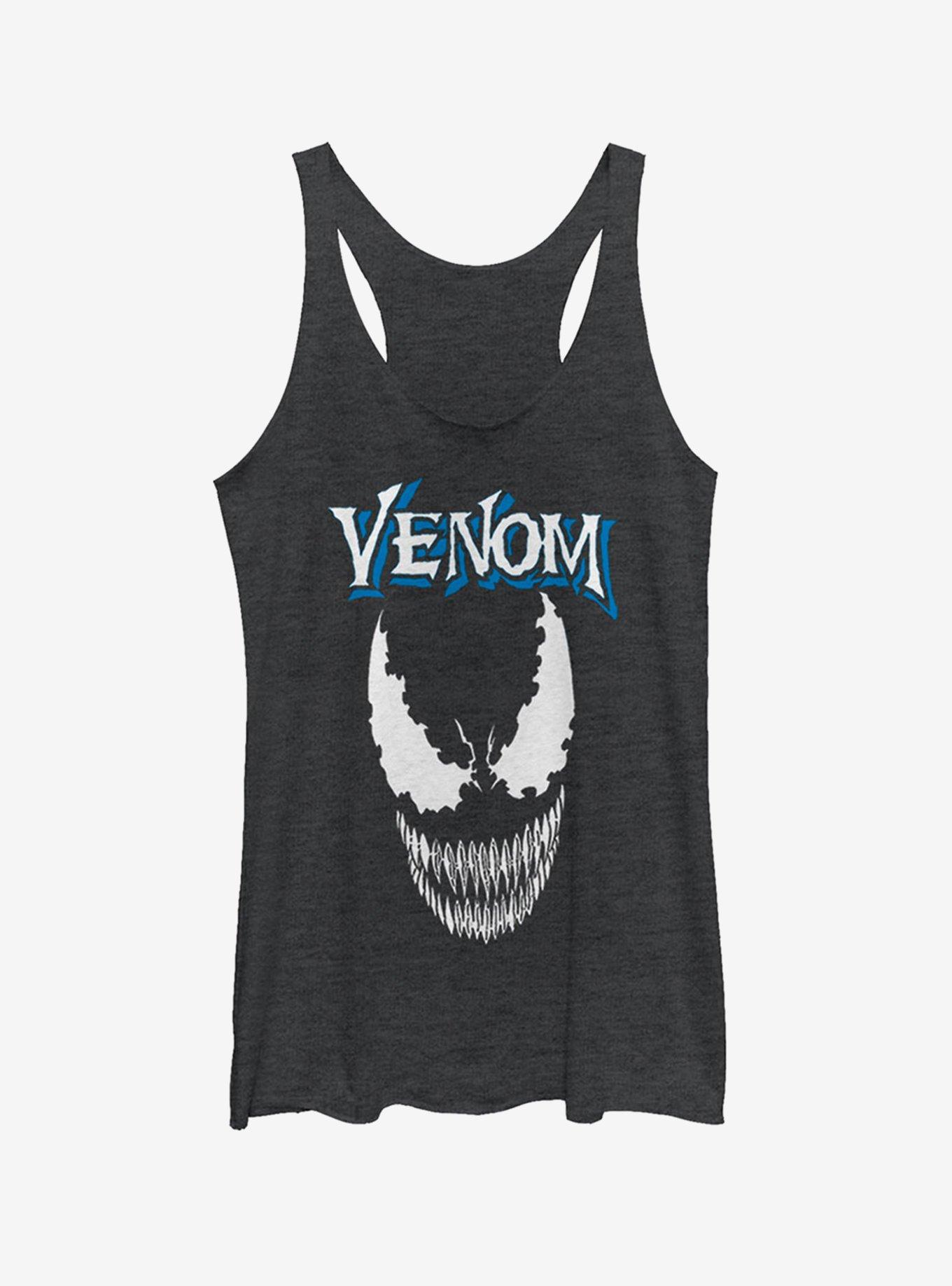 Marvel Venom Face Logo Girls Tank, BLK HTR, hi-res