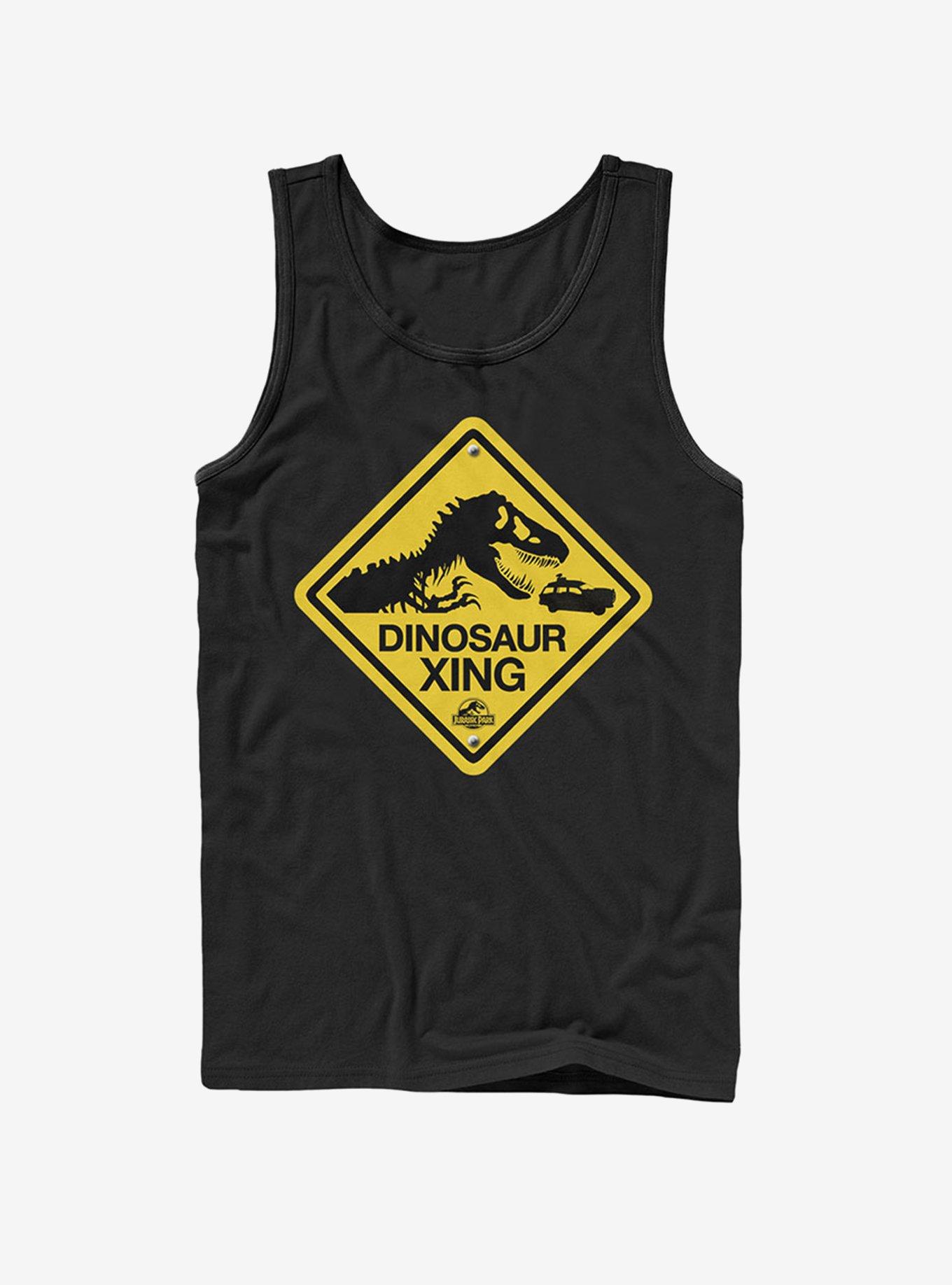 Dinosaur Crossing Sign Tank, BLACK, hi-res